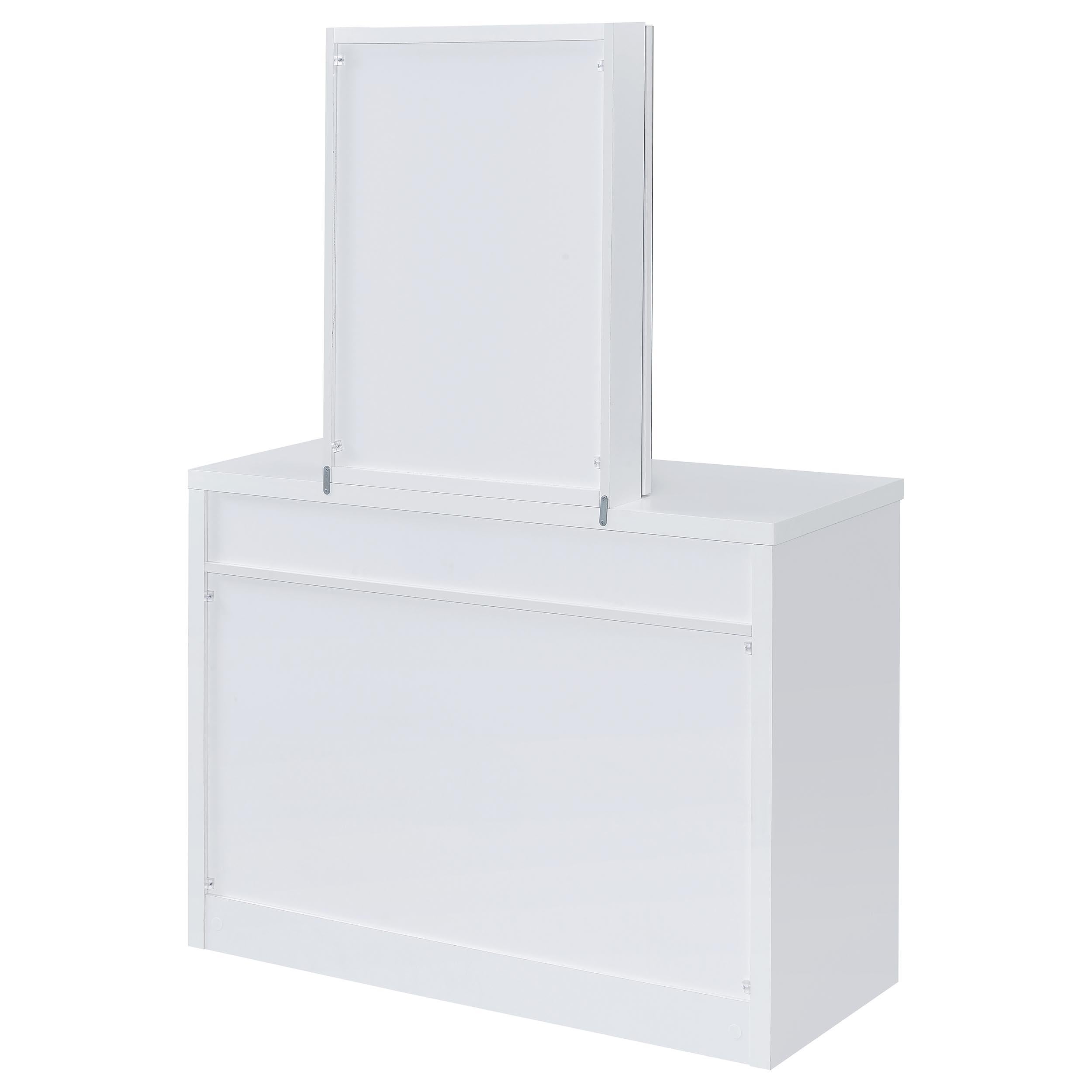  Coaster Furniture Bunbury 930280 Makeup Vanity Table Set Storage Mirror and Stool - White IMAGE 10