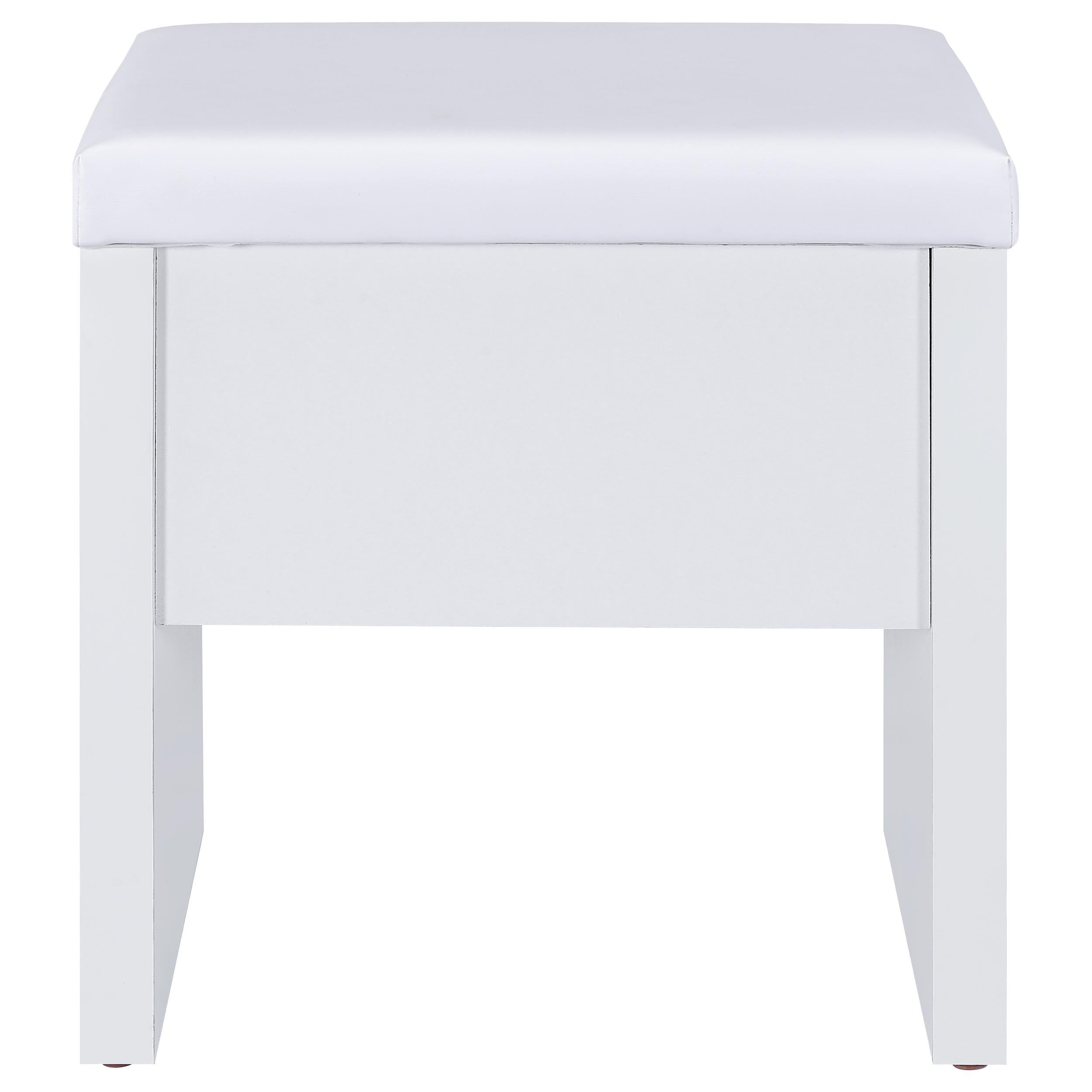  Coaster Furniture Bunbury 930280 Makeup Vanity Table Set Storage Mirror and Stool - White IMAGE 11