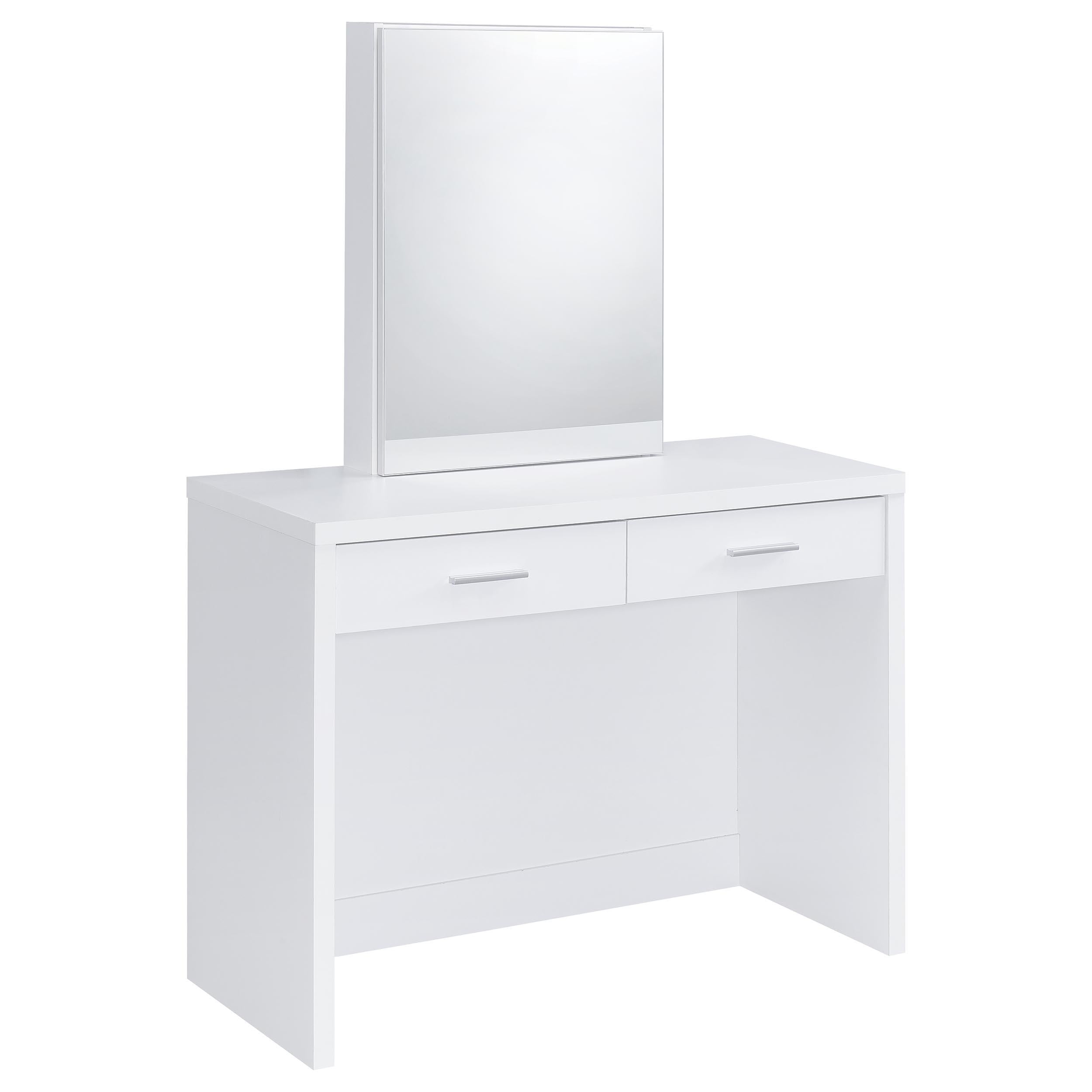  Coaster Furniture Bunbury 930280 Makeup Vanity Table Set Storage Mirror and Stool - White IMAGE 12
