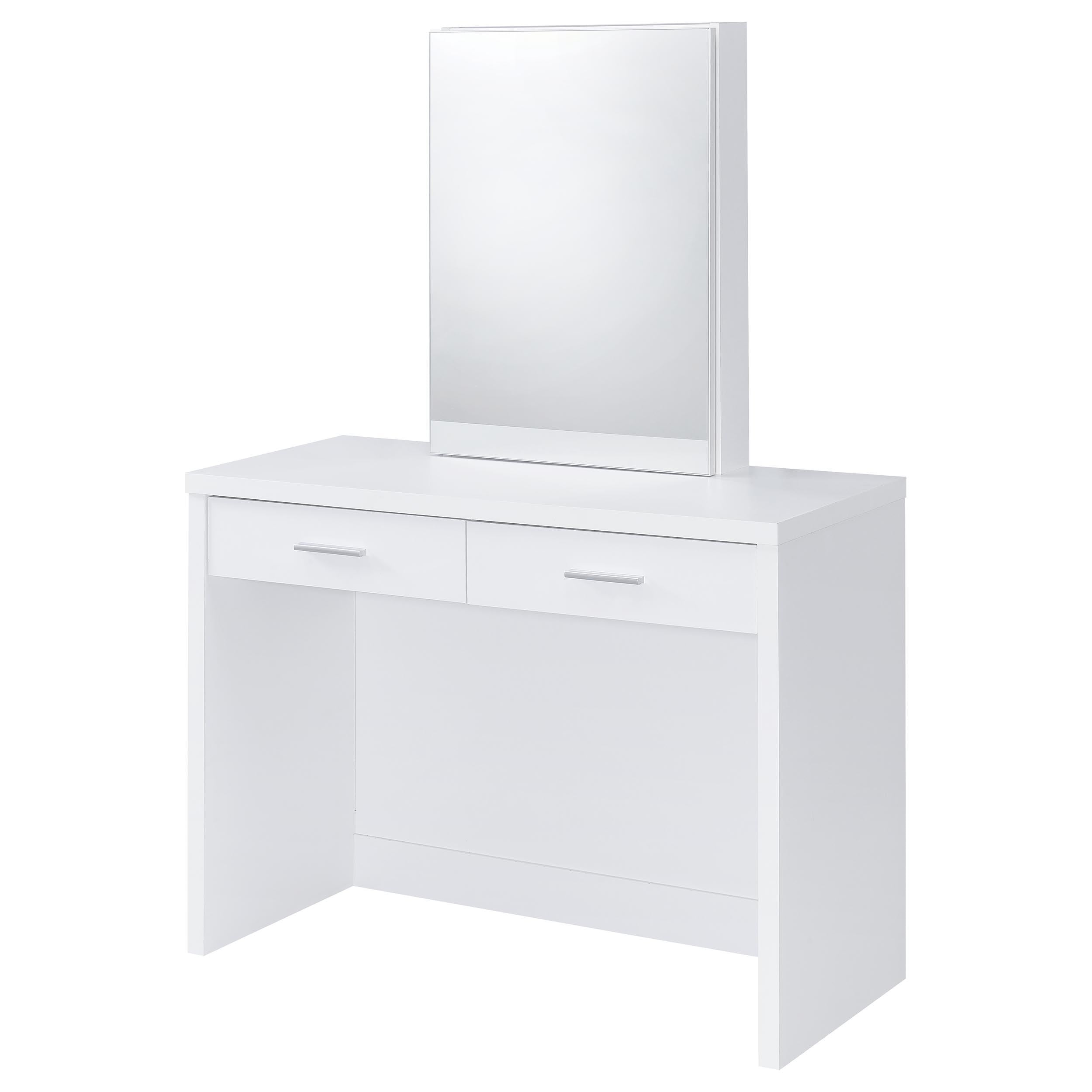  Coaster Furniture Bunbury 930280 Makeup Vanity Table Set Storage Mirror and Stool - White IMAGE 2