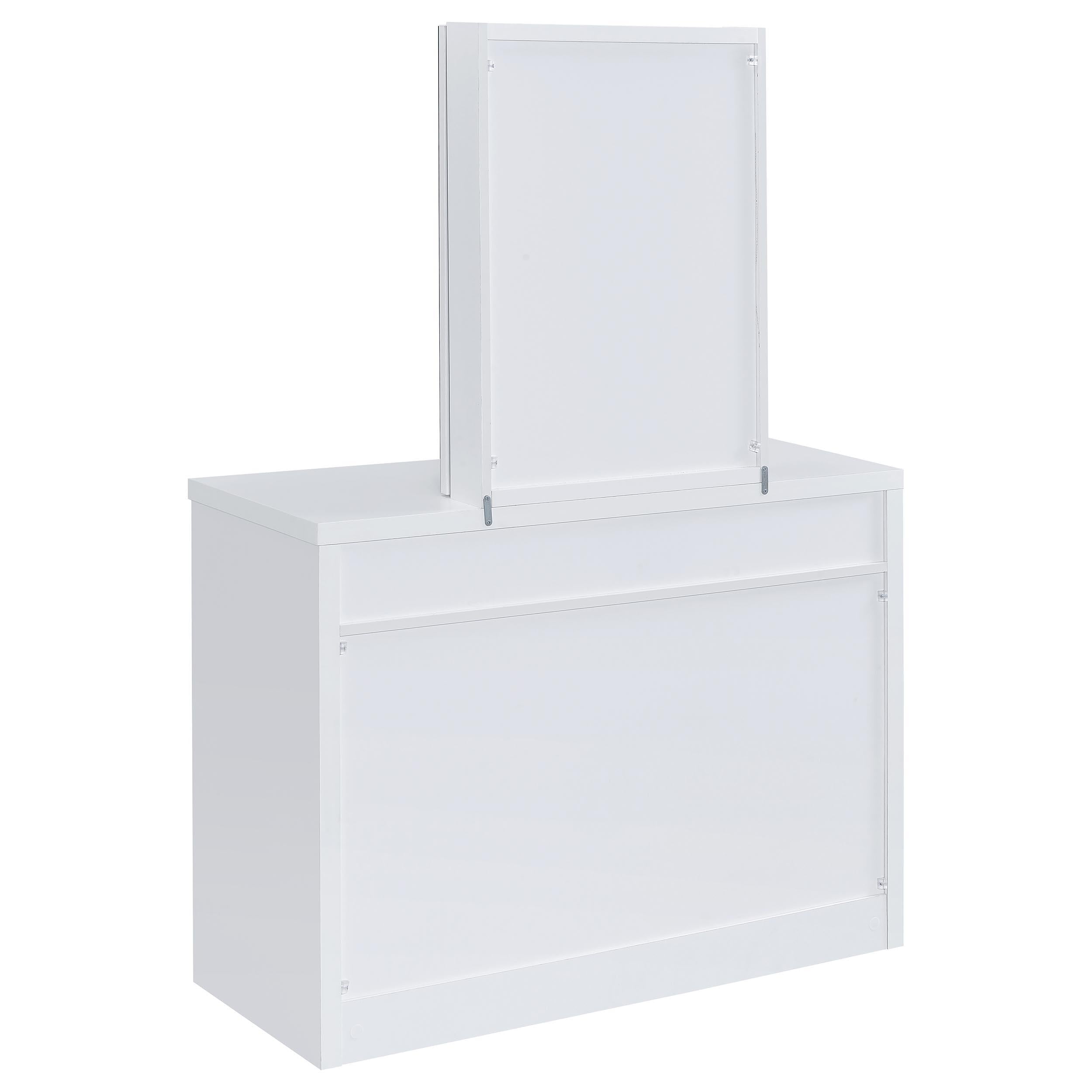  Coaster Furniture Bunbury 930280 Makeup Vanity Table Set Storage Mirror and Stool - White IMAGE 7