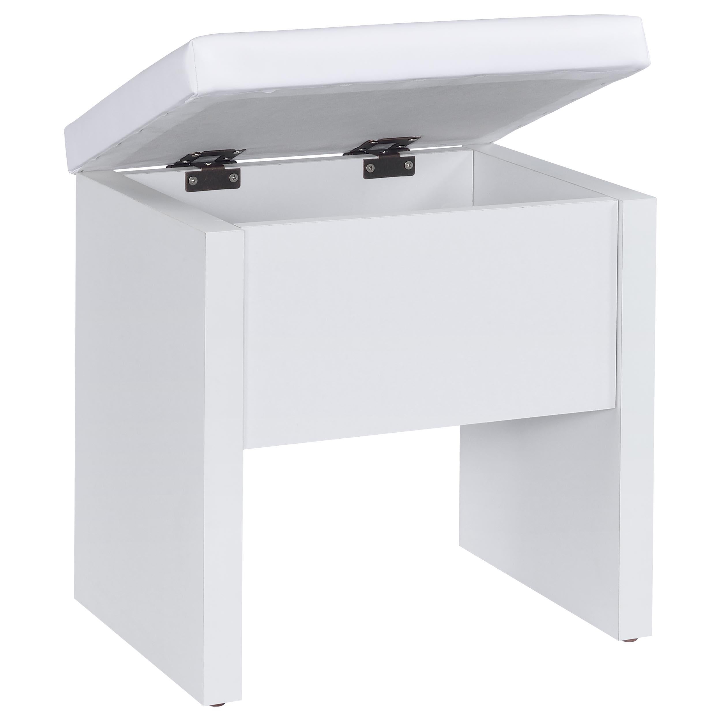  Coaster Furniture Bunbury 930280 Makeup Vanity Table Set Storage Mirror and Stool - White IMAGE 8