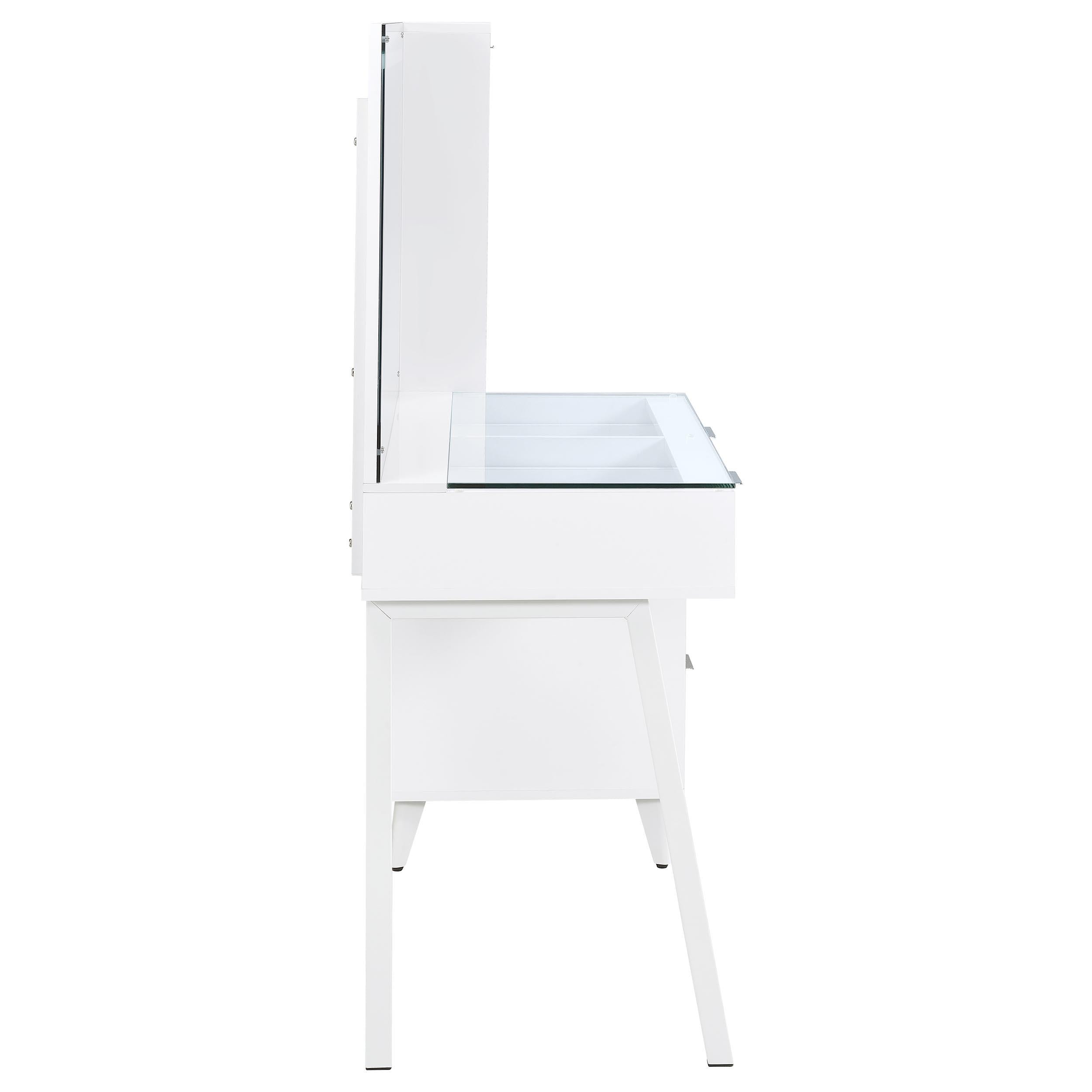  Coaster Furniture Souza 930282 5-Drawer Makeup Vanity Table With LED Mirror - White High Gloss IMAGE 2