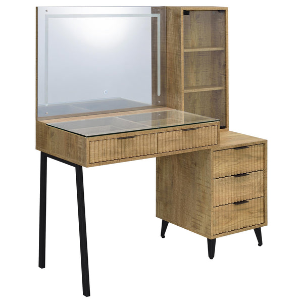 Coaster Furniture Souza 930283 5-Drawer Makeup Vanity Table With LED Mirror - Mango