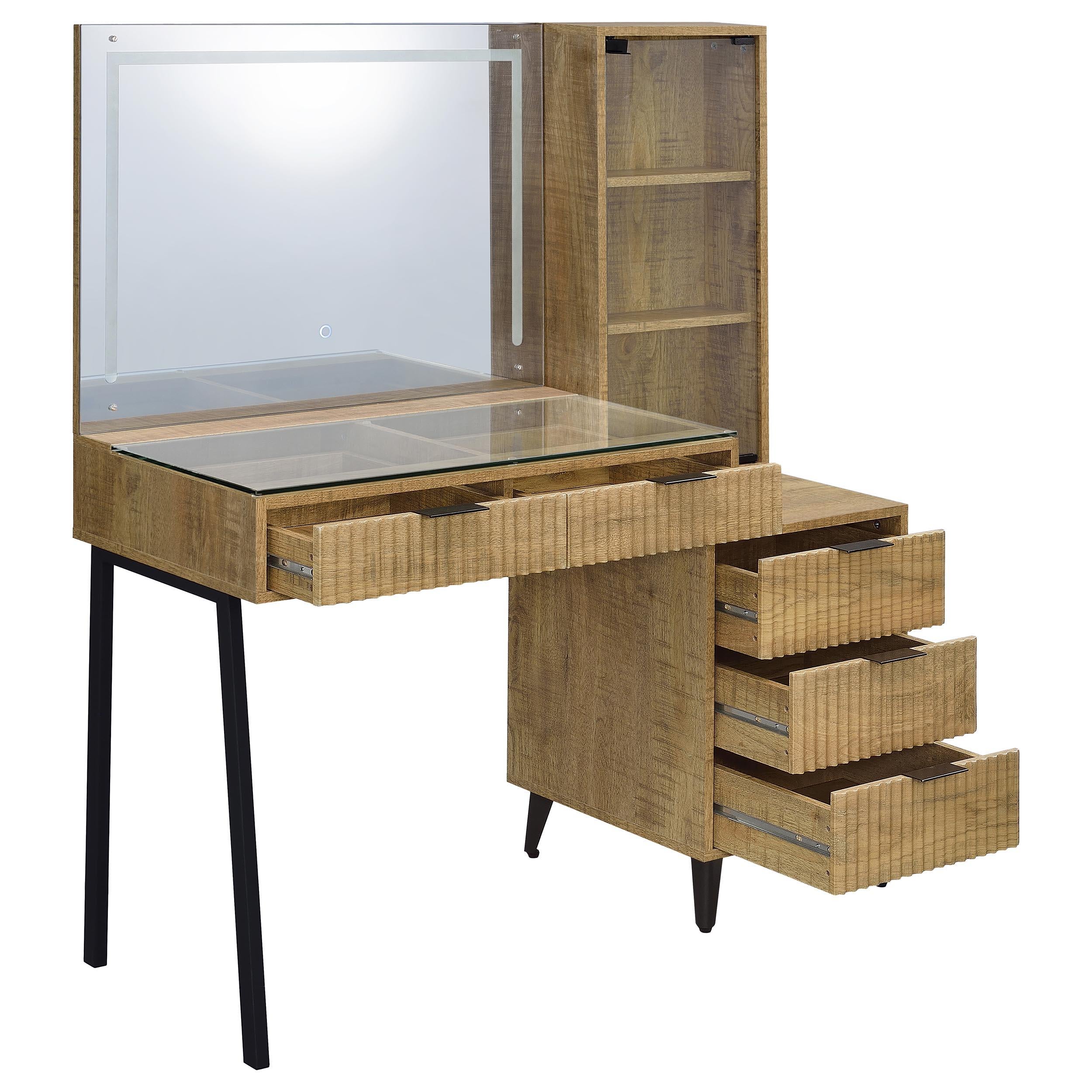  Coaster Furniture Souza 930283 5-Drawer Makeup Vanity Table With LED Mirror - Mango IMAGE 12