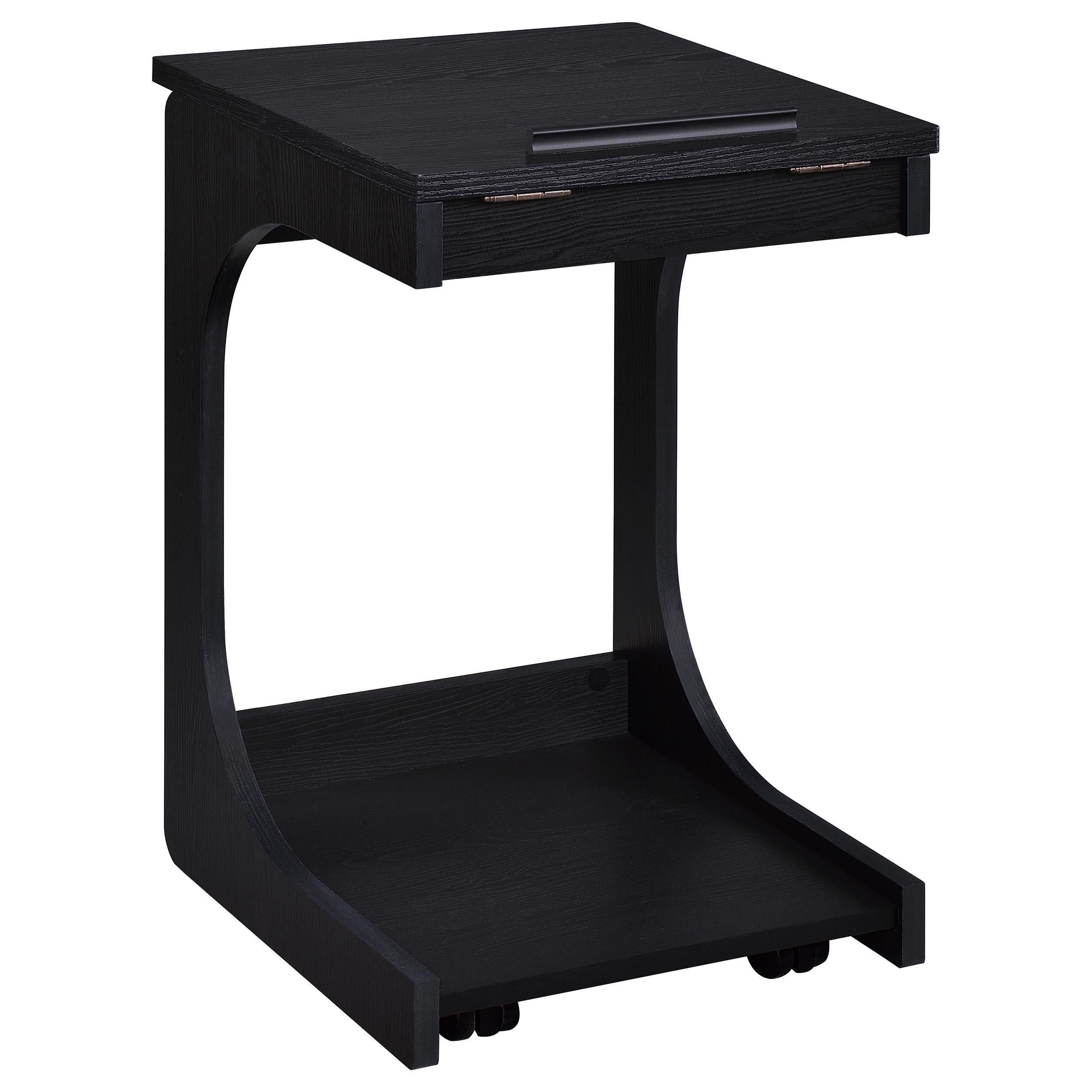  Coaster Furniture Ralston 930290 C-Shaped Lift-Top Sofa Side Table With Casters - Black IMAGE 1