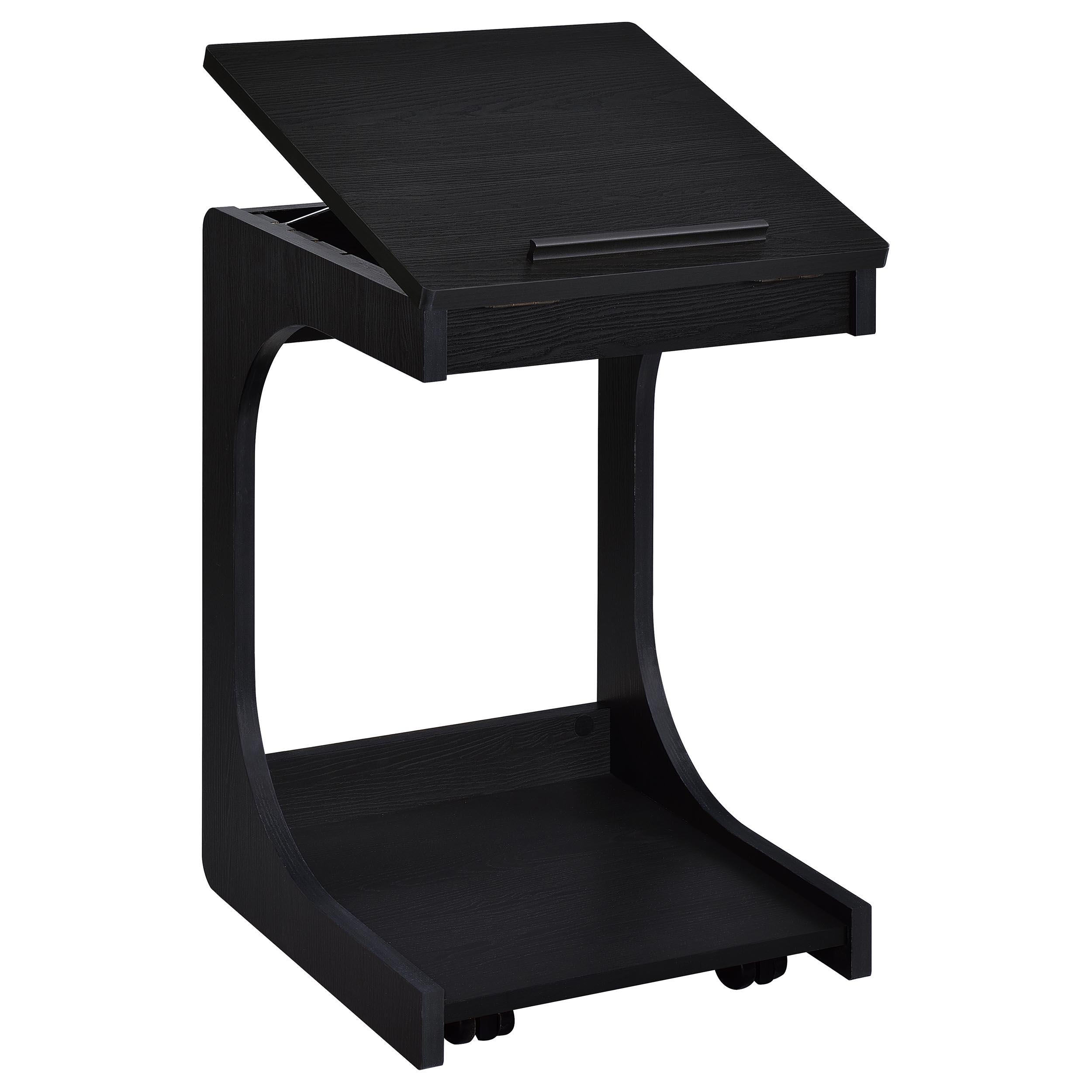  Coaster Furniture Ralston 930290 C-Shaped Lift-Top Sofa Side Table With Casters - Black IMAGE 10