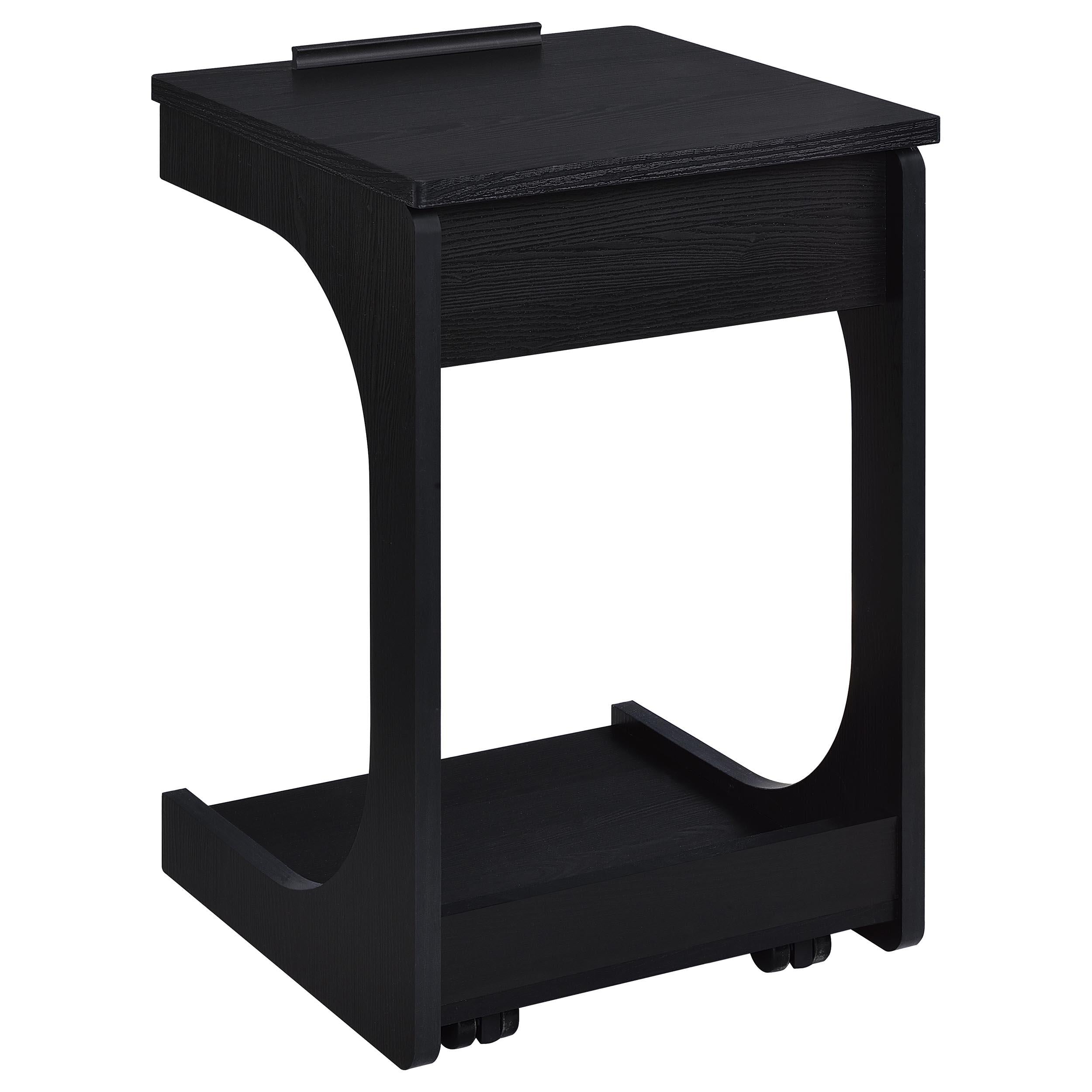  Coaster Furniture Ralston 930290 C-Shaped Lift-Top Sofa Side Table With Casters - Black IMAGE 3