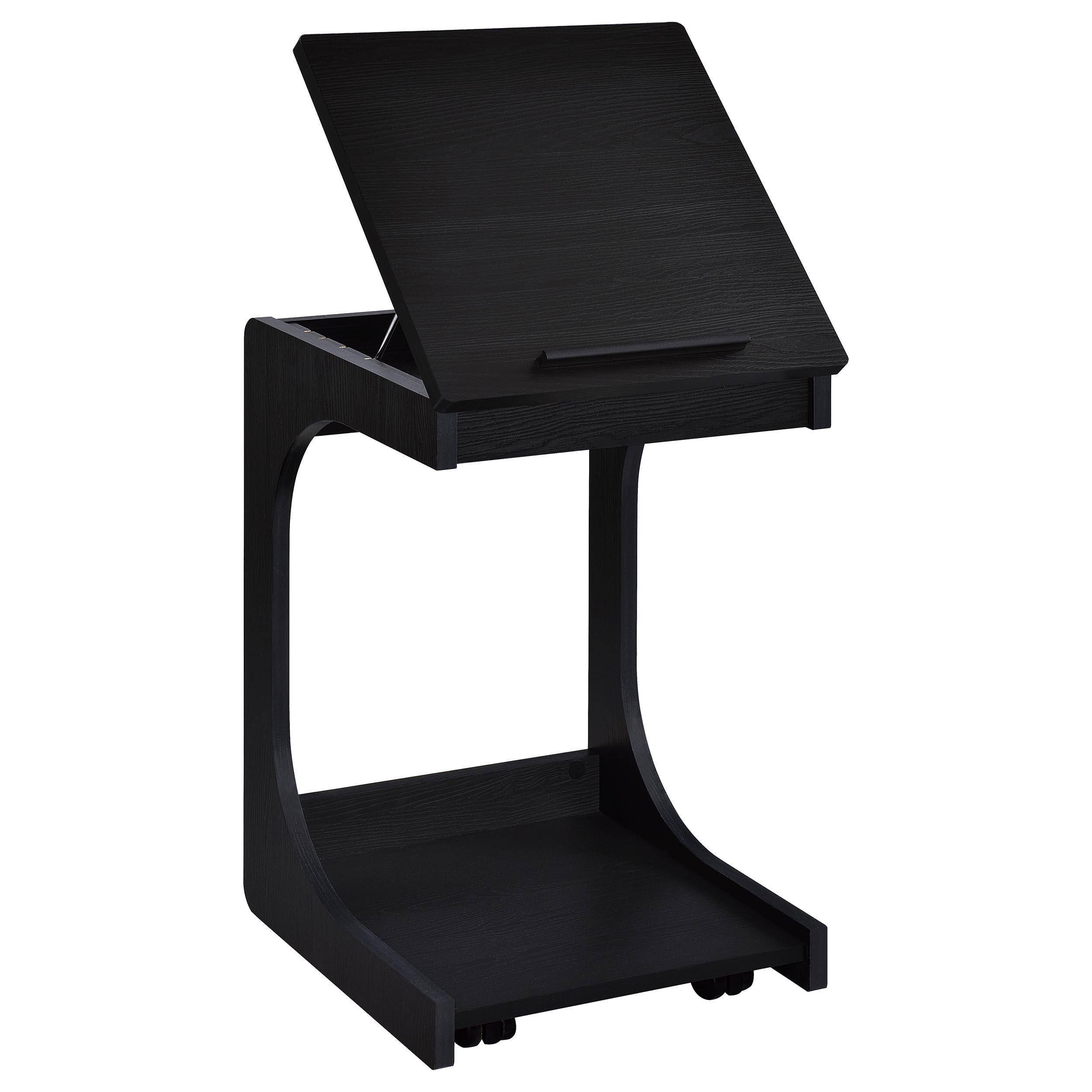  Coaster Furniture Ralston 930290 C-Shaped Lift-Top Sofa Side Table With Casters - Black IMAGE 4