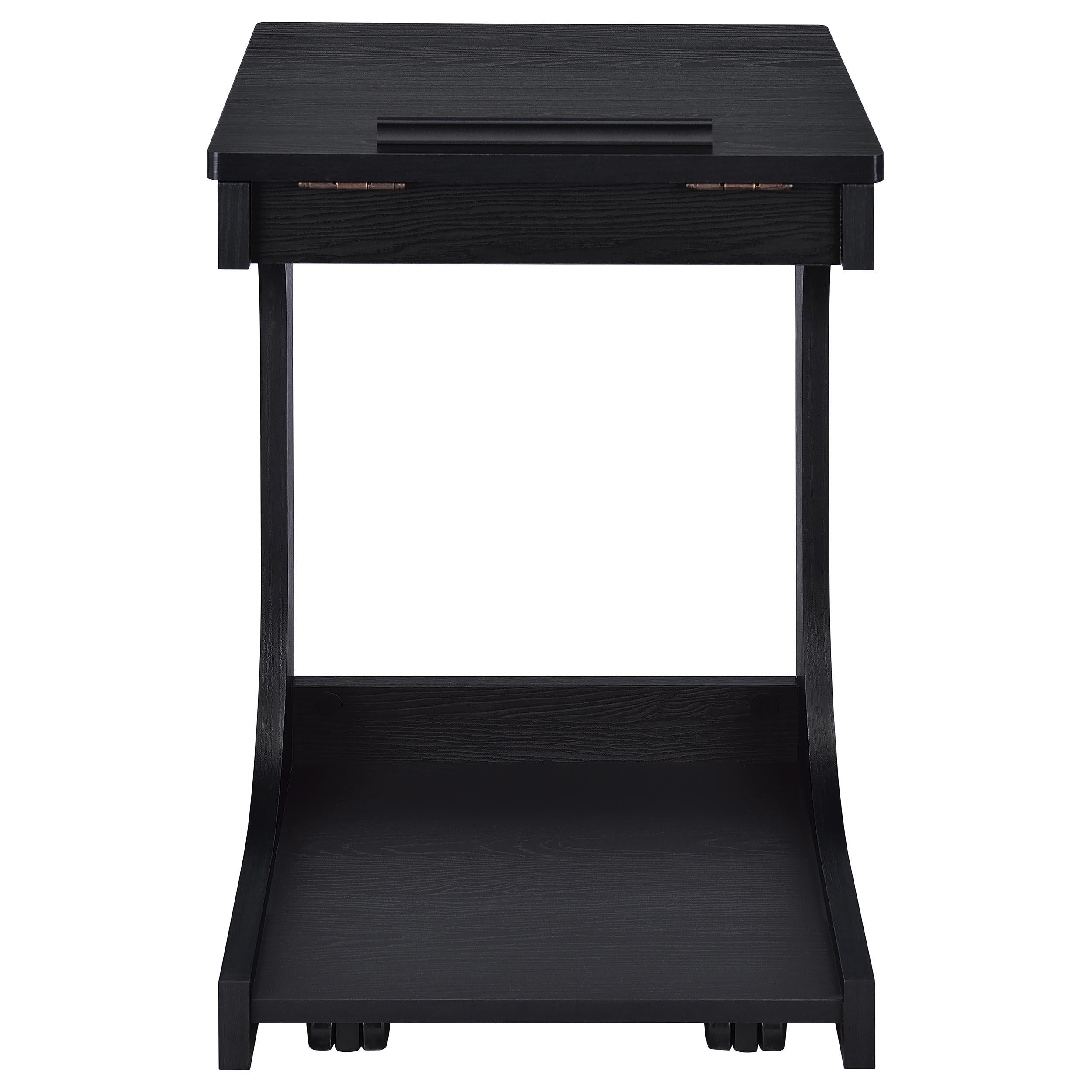  Coaster Furniture Ralston 930290 C-Shaped Lift-Top Sofa Side Table With Casters - Black IMAGE 7