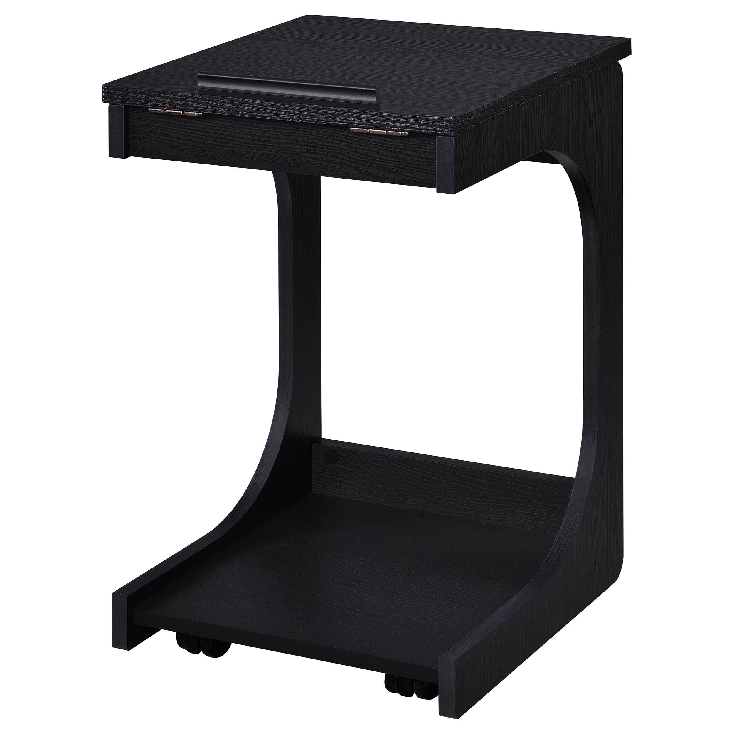  Coaster Furniture Ralston 930290 C-Shaped Lift-Top Sofa Side Table With Casters - Black IMAGE 9