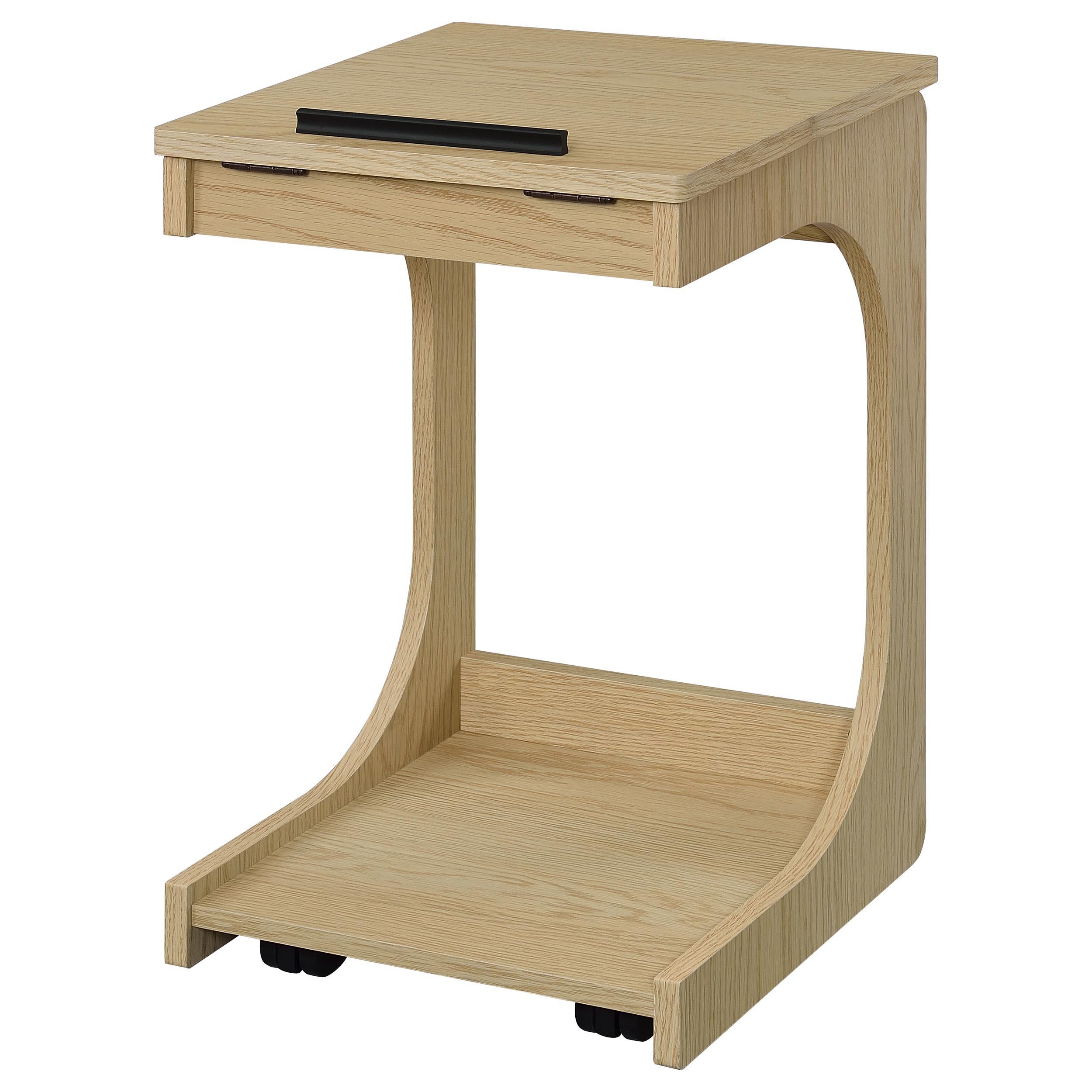  Coaster Furniture Ralston 930291 C-Shaped Lift-Top Sofa Side Table With Casters - Light Oak IMAGE 10