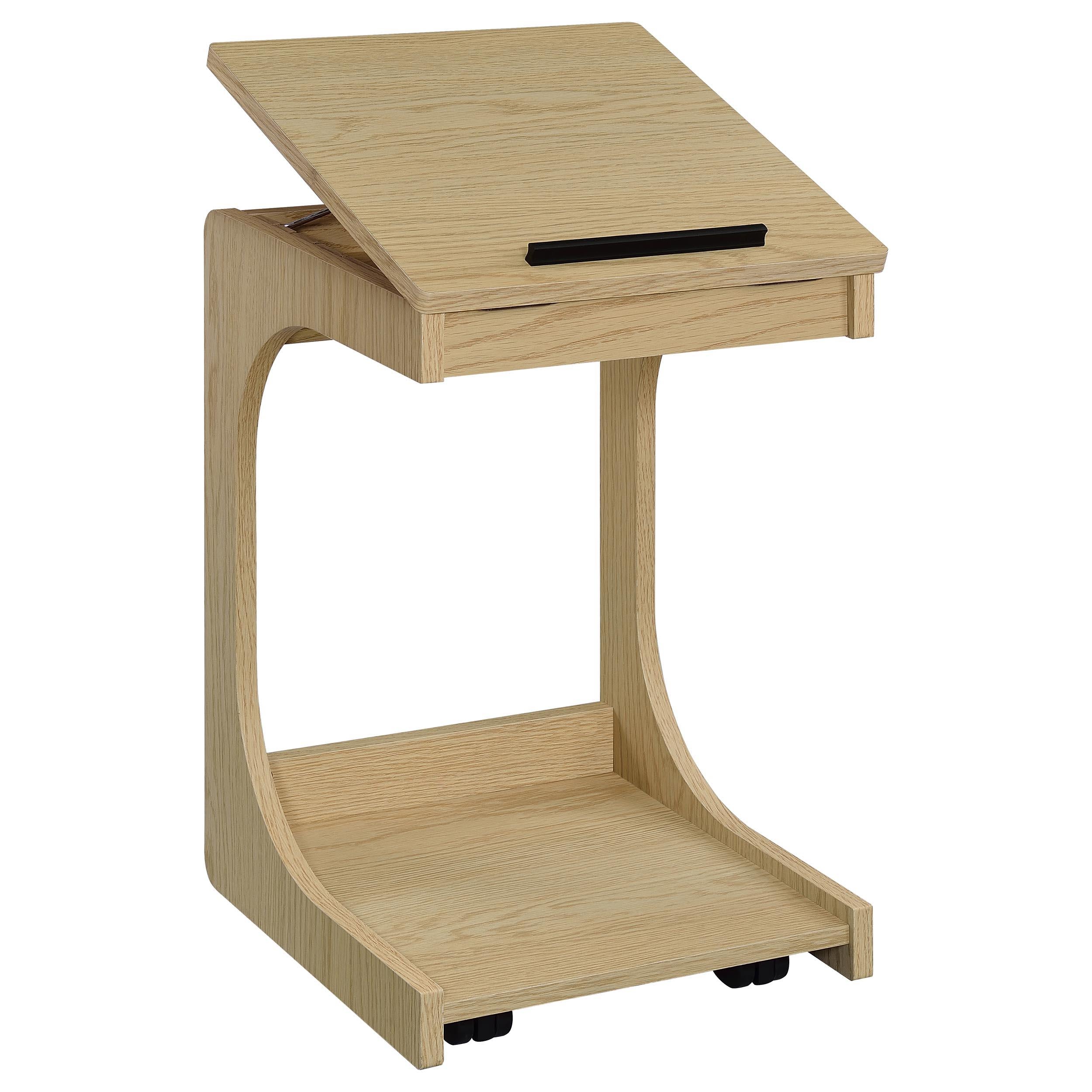  Coaster Furniture Ralston 930291 C-Shaped Lift-Top Sofa Side Table With Casters - Light Oak IMAGE 12
