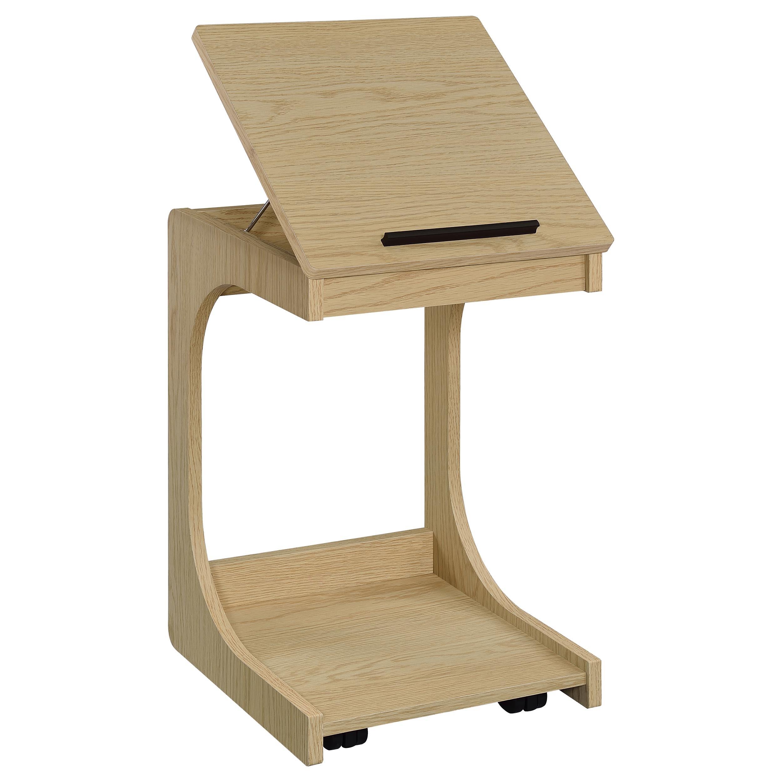  Coaster Furniture Ralston 930291 C-Shaped Lift-Top Sofa Side Table With Casters - Light Oak IMAGE 3