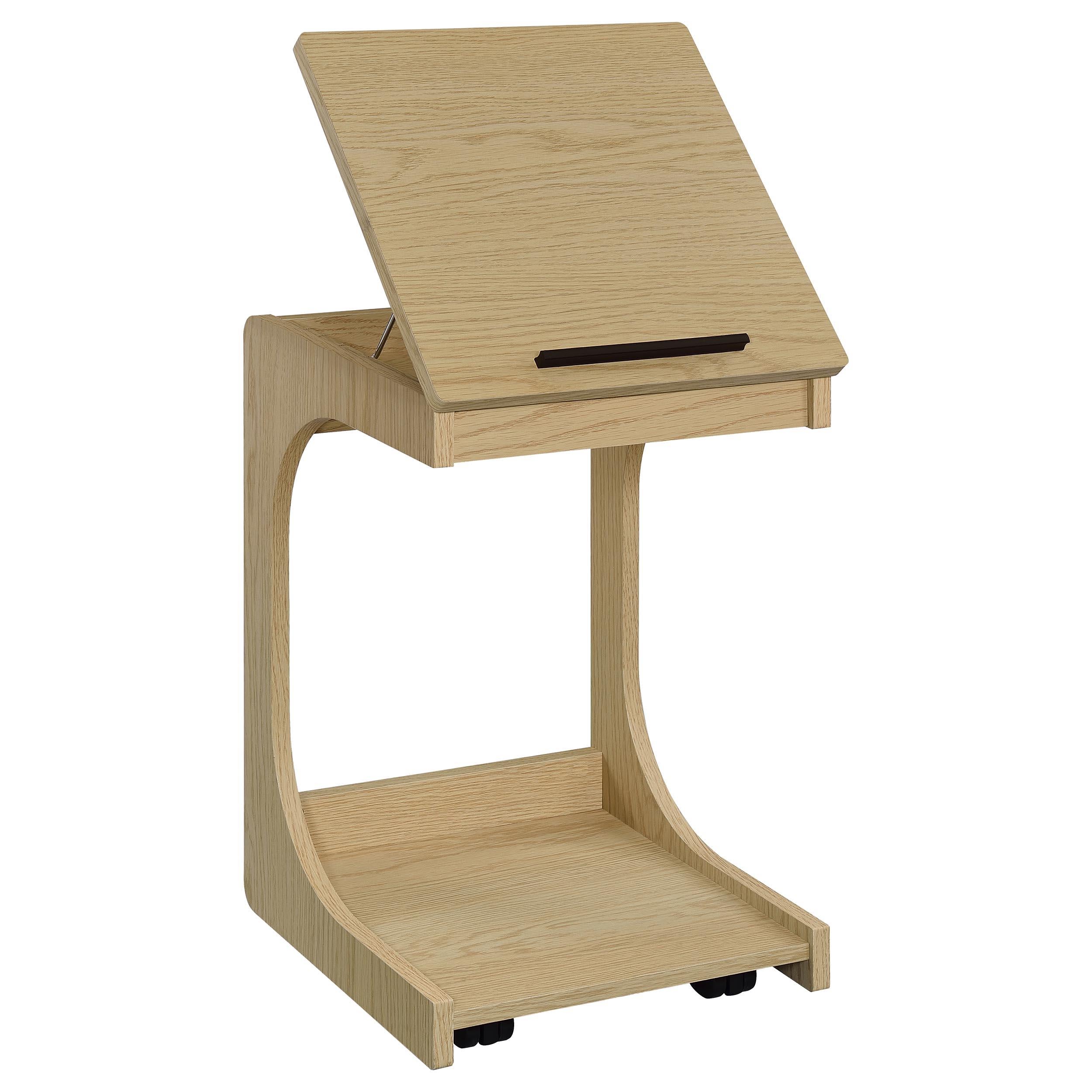  Coaster Furniture Ralston 930291 C-Shaped Lift-Top Sofa Side Table With Casters - Light Oak IMAGE 5