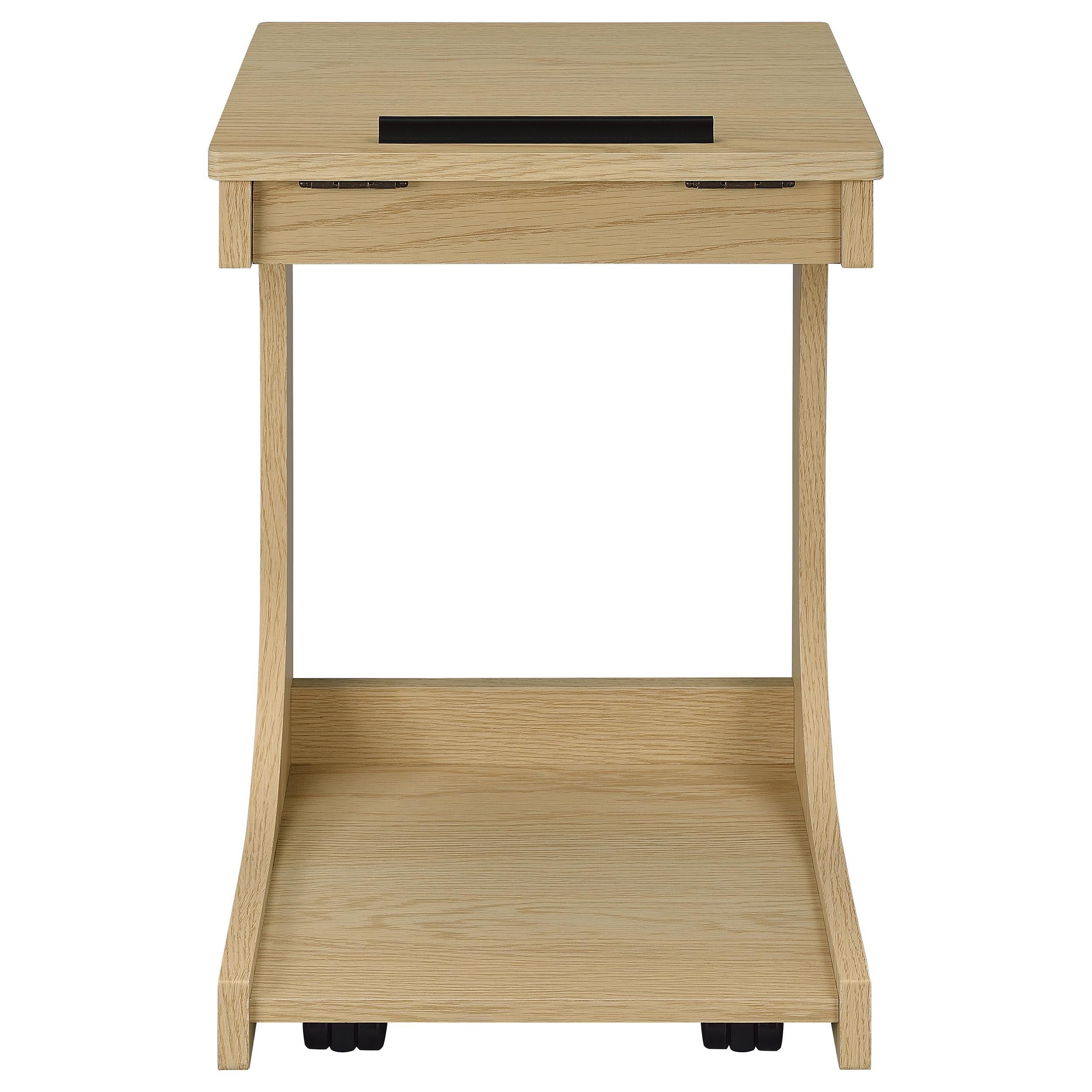  Coaster Furniture Ralston 930291 C-Shaped Lift-Top Sofa Side Table With Casters - Light Oak IMAGE 7