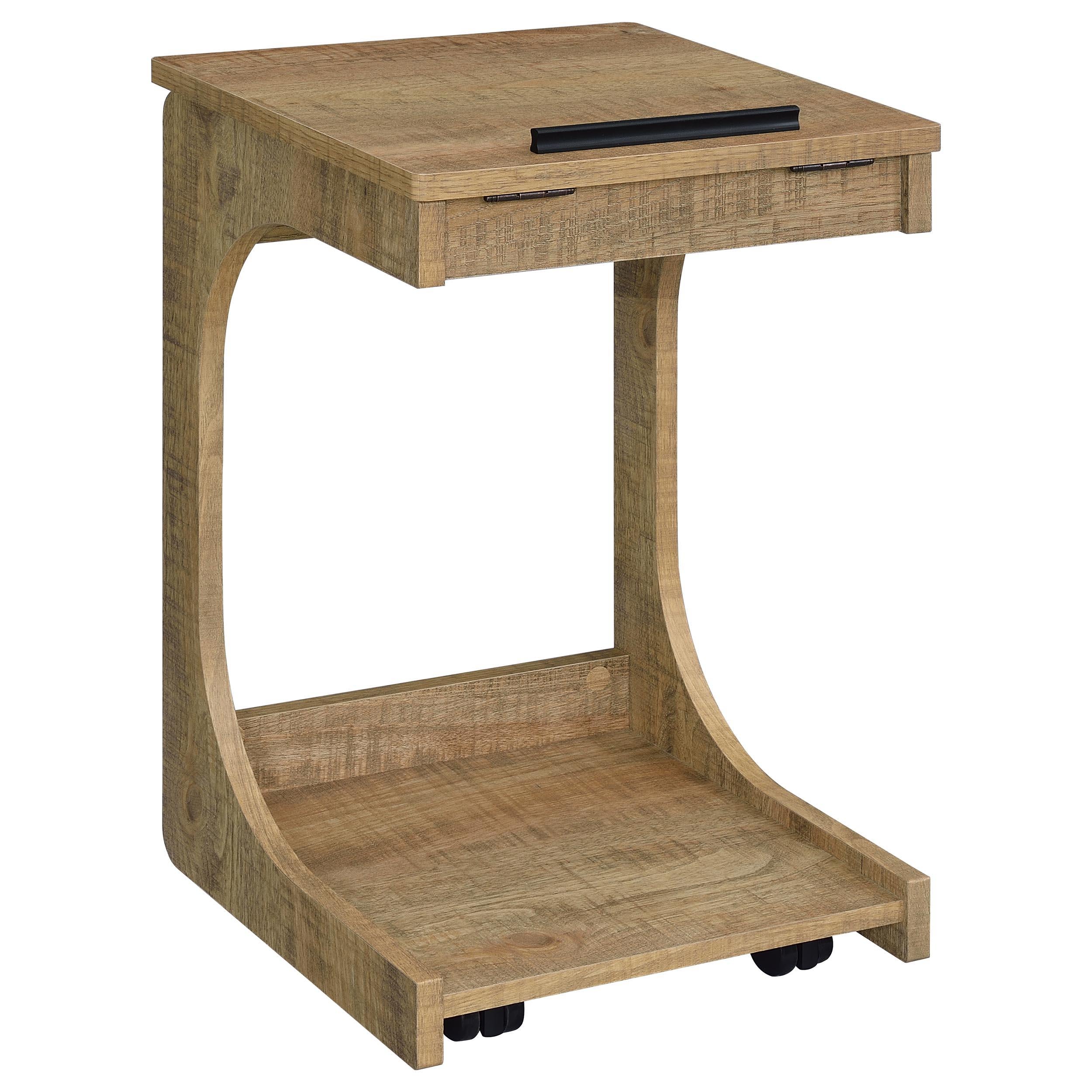  Coaster Furniture Ralston 930292 C-Shaped Lift-Top Sofa Side Table With Casters - Mango IMAGE 1