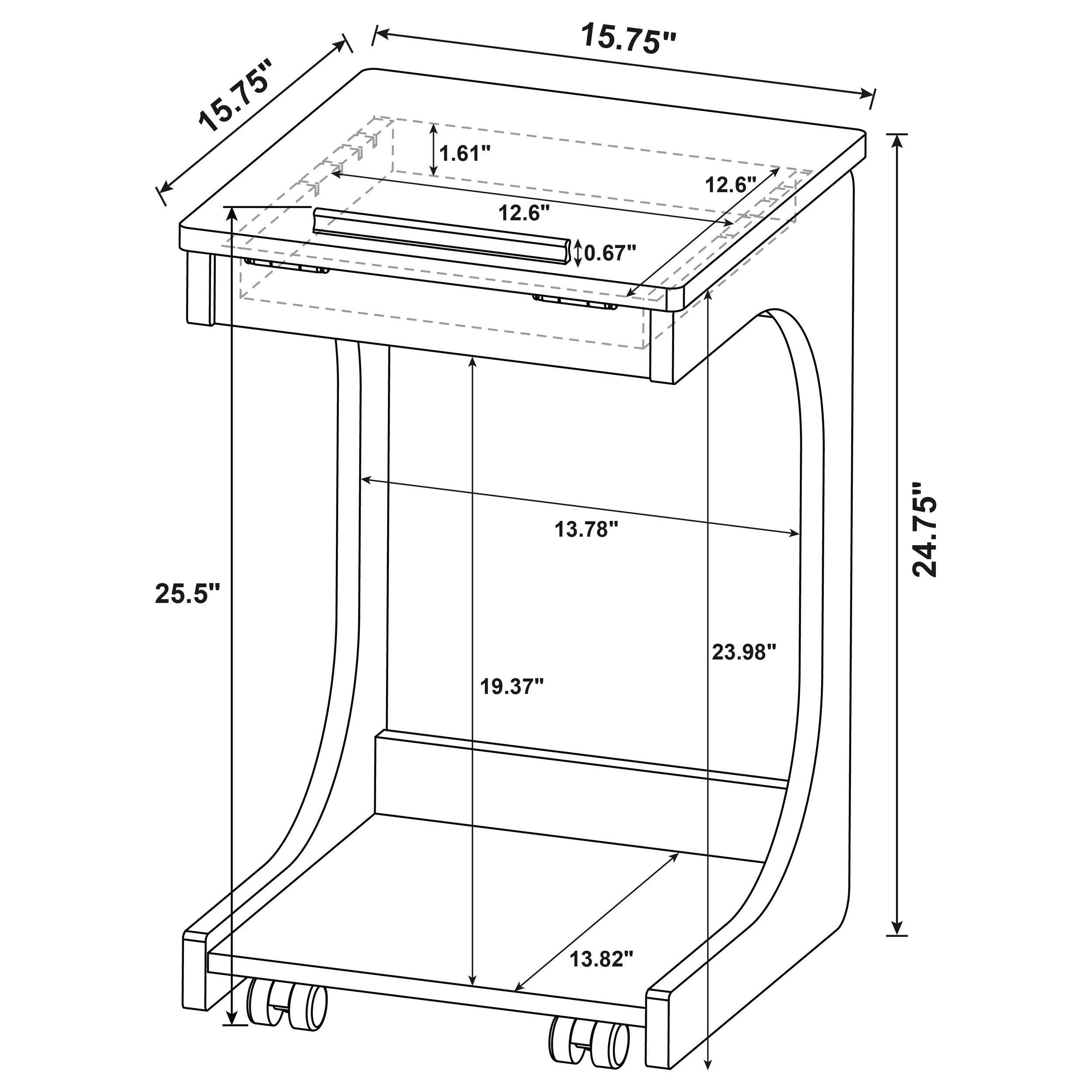  Coaster Furniture Ralston 930292 C-Shaped Lift-Top Sofa Side Table With Casters - Mango IMAGE 15