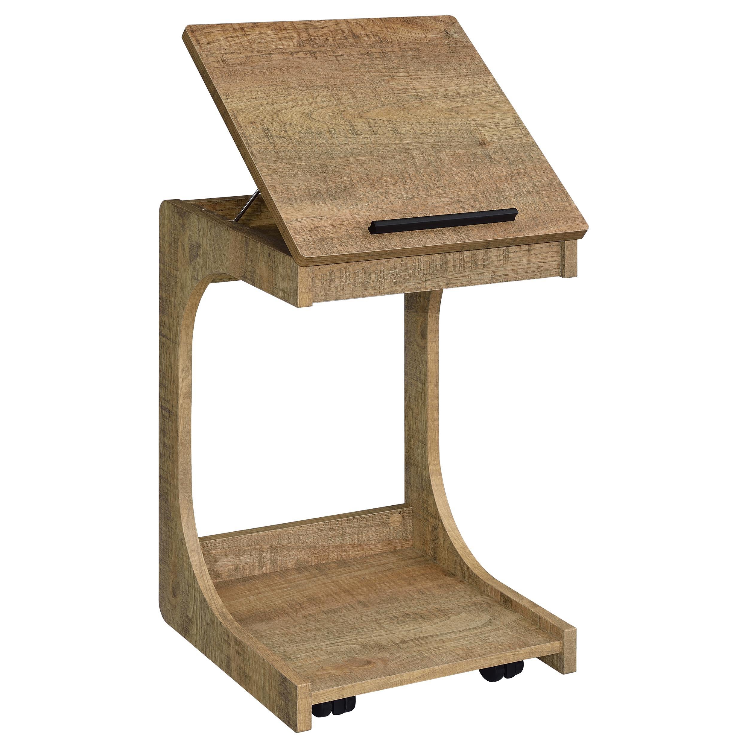  Coaster Furniture Ralston 930292 C-Shaped Lift-Top Sofa Side Table With Casters - Mango IMAGE 2