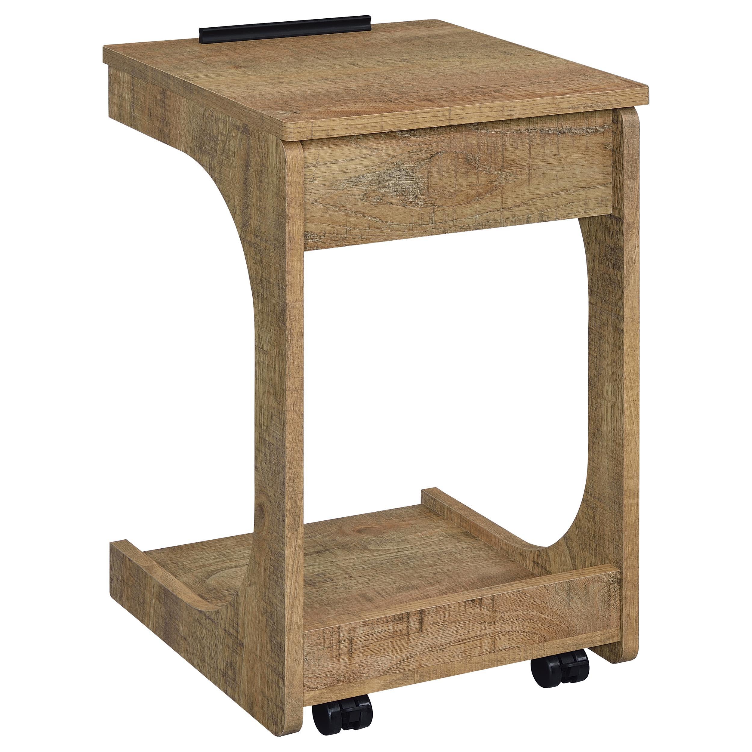  Coaster Furniture Ralston 930292 C-Shaped Lift-Top Sofa Side Table With Casters - Mango IMAGE 3