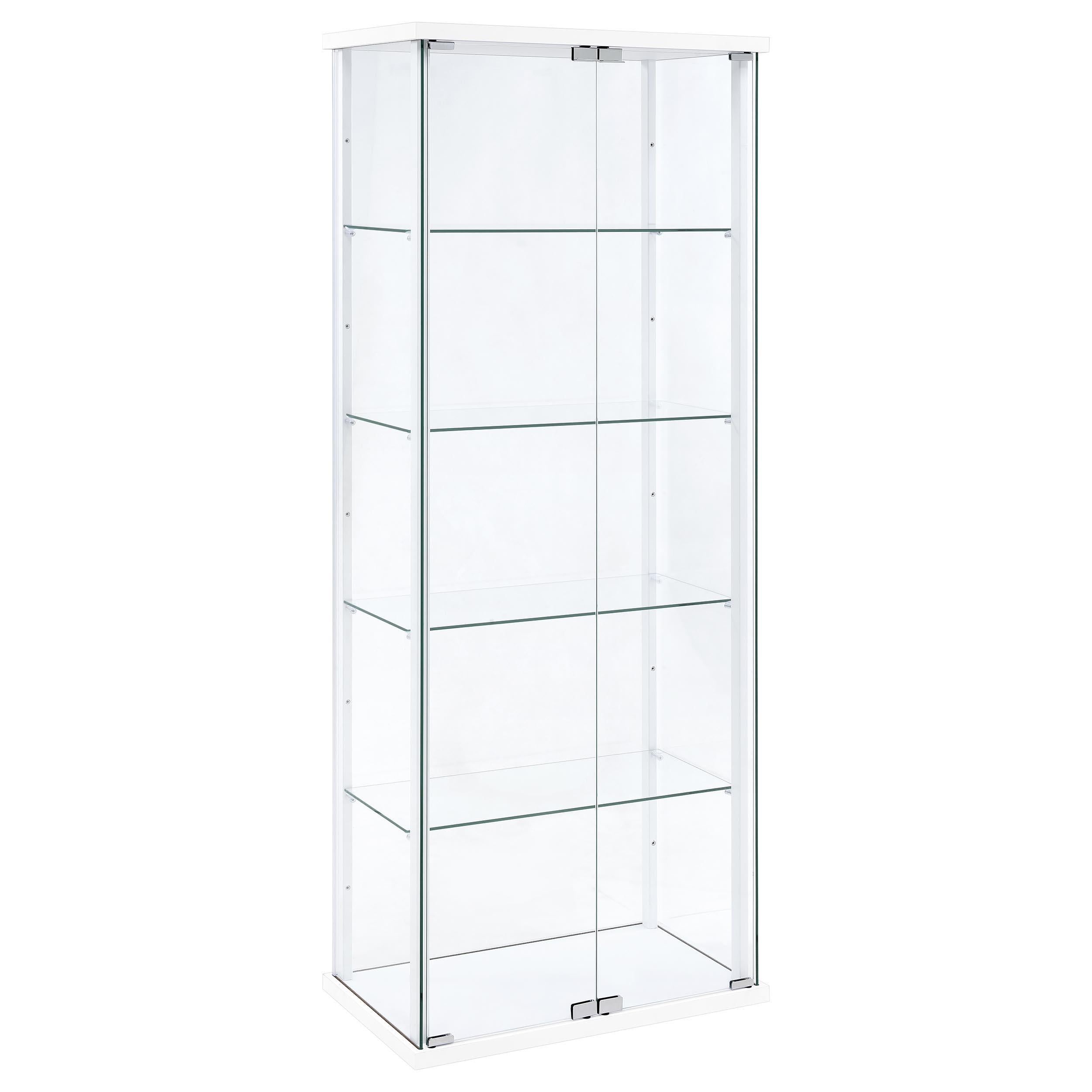  Coaster Furniture Delphinium 950170WHT 4-Shelf Clear Glass Curio Display Cabinet - White IMAGE 1