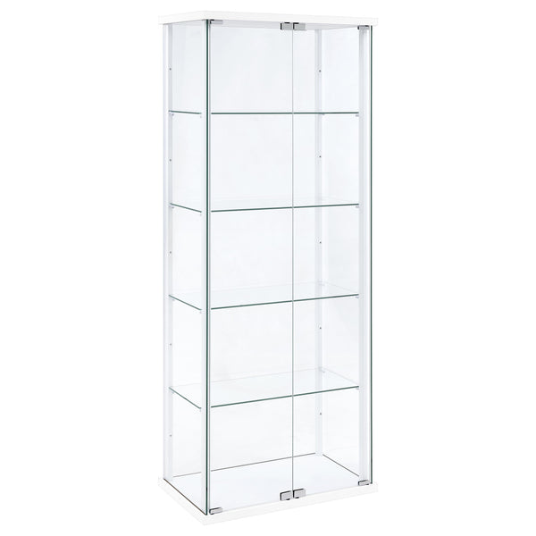 Coaster Furniture Delphinium 950170WHT 4-Shelf Clear Glass Curio Display Cabinet - White