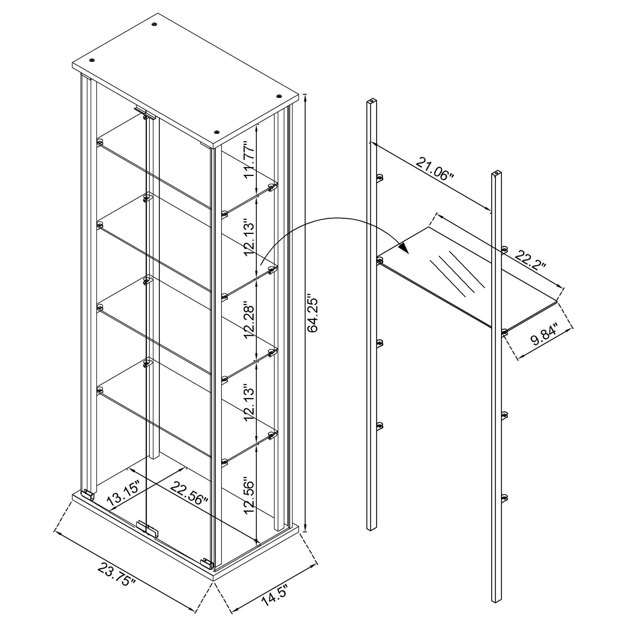  Coaster Furniture Delphinium 950170WHT 4-Shelf Clear Glass Curio Display Cabinet - White IMAGE 11