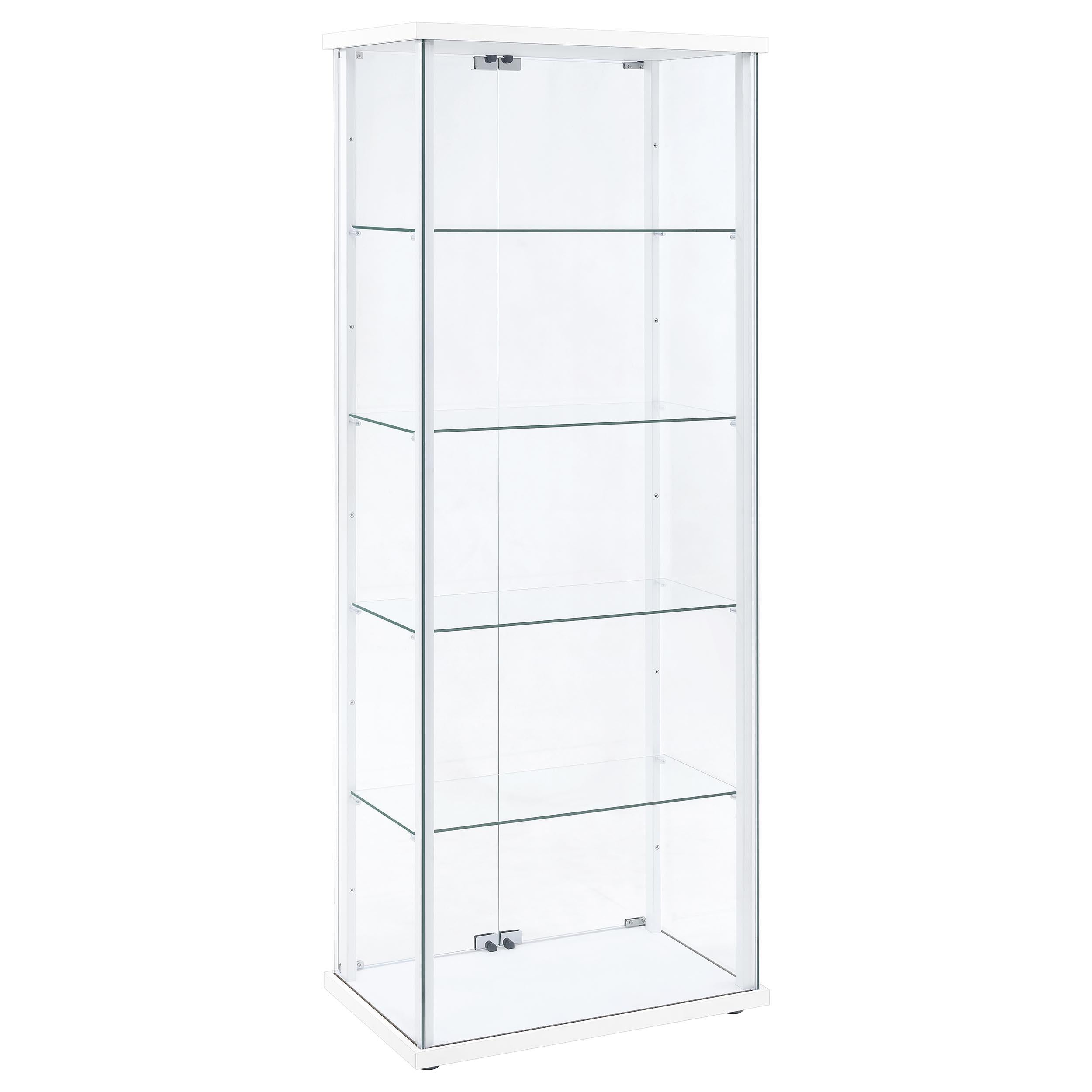  Coaster Furniture Delphinium 950170WHT 4-Shelf Clear Glass Curio Display Cabinet - White IMAGE 4