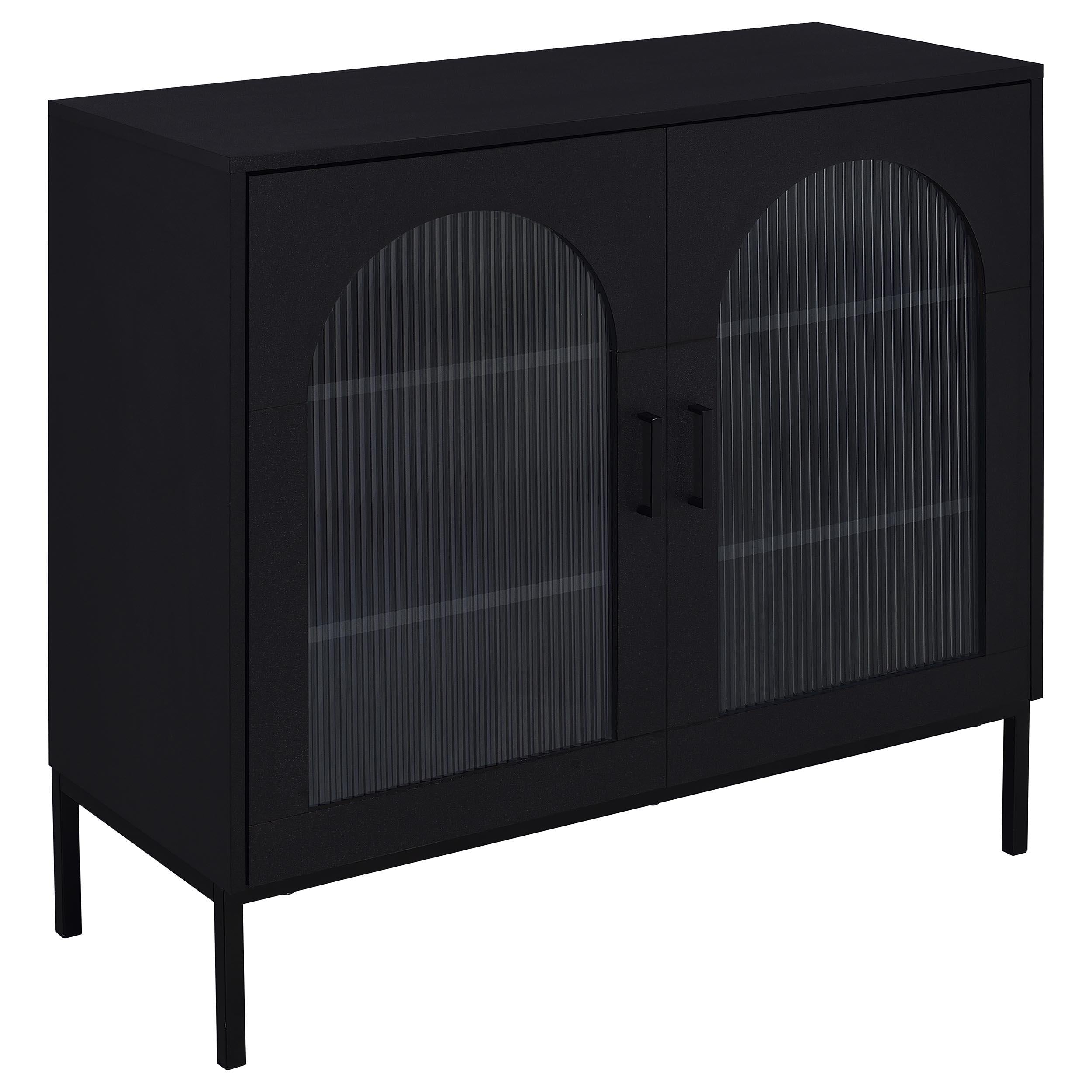 Coaster Furniture Jess 950420 2-door Arched Fluted Glass Accent Cabinet - Black IMAGE 2