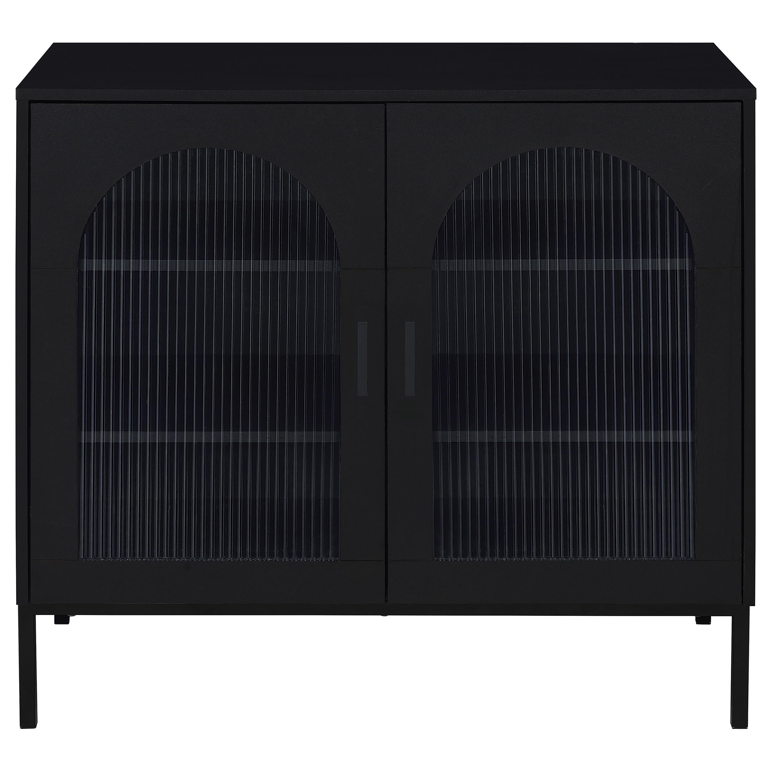  Coaster Furniture Jess 950420 2-door Arched Fluted Glass Accent Cabinet - Black IMAGE 3
