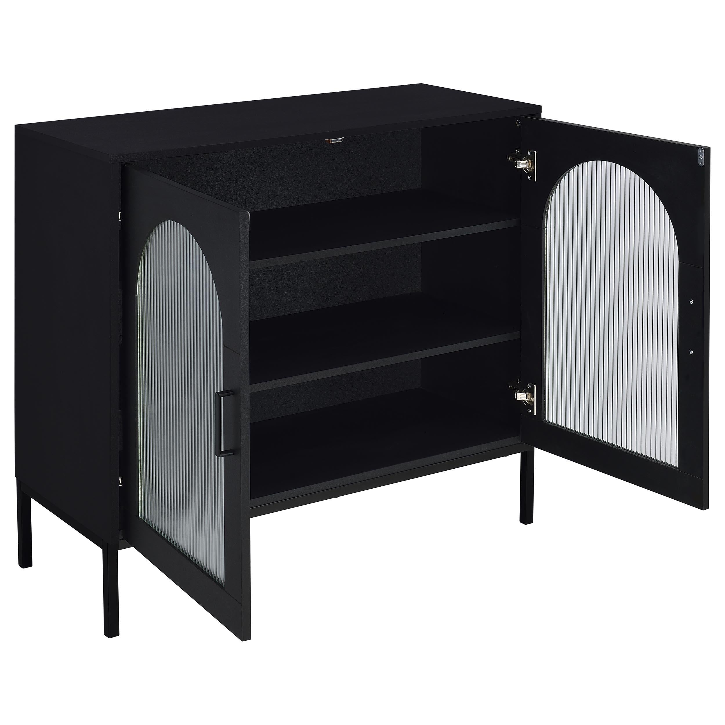  Coaster Furniture Jess 950420 2-door Arched Fluted Glass Accent Cabinet - Black IMAGE 8