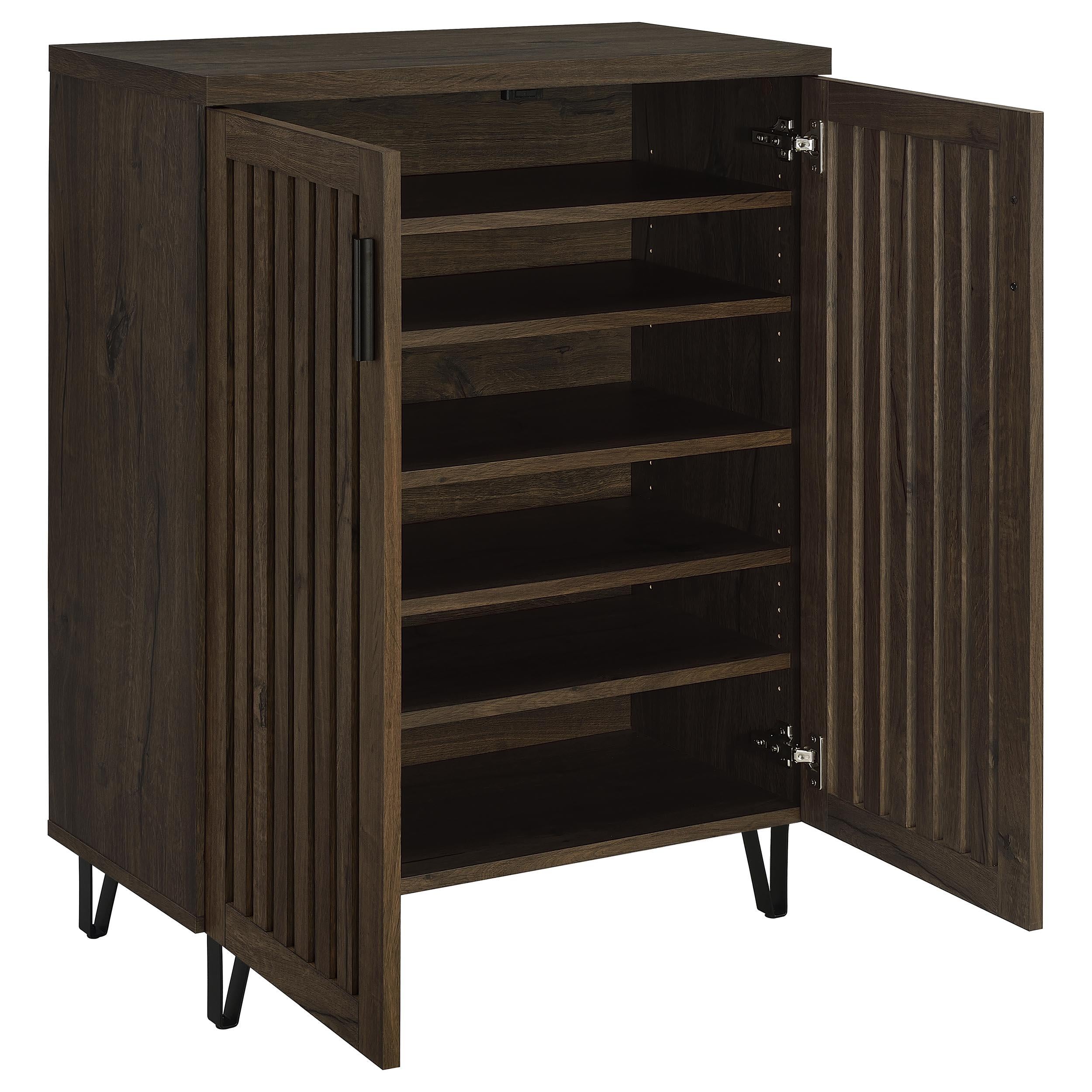  Coaster Furniture Brixton 950423 2-door Entryway Shoe Storage Cabinets - Smoked Oak IMAGE 10