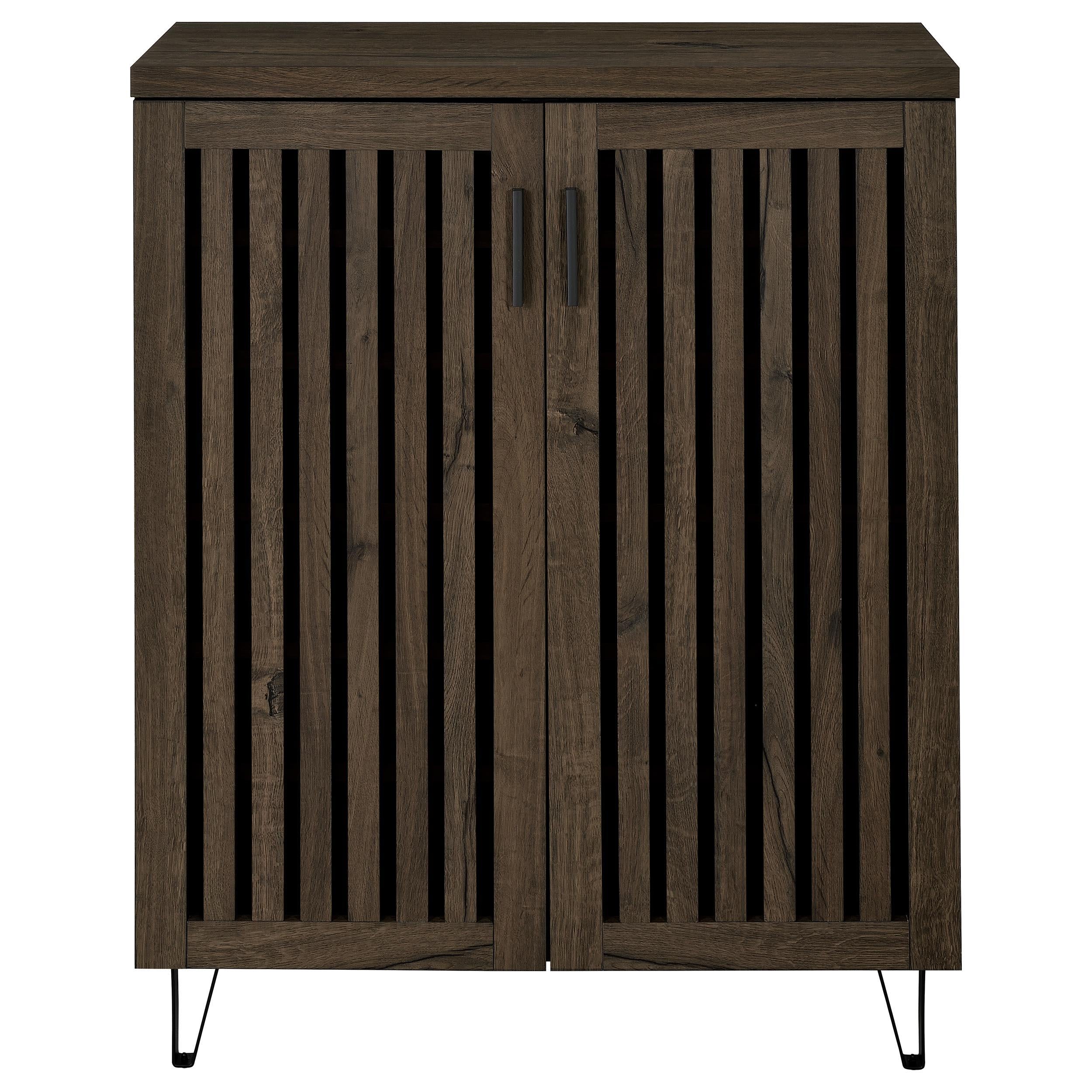  Coaster Furniture Brixton 950423 2-door Entryway Shoe Storage Cabinets - Smoked Oak IMAGE 3