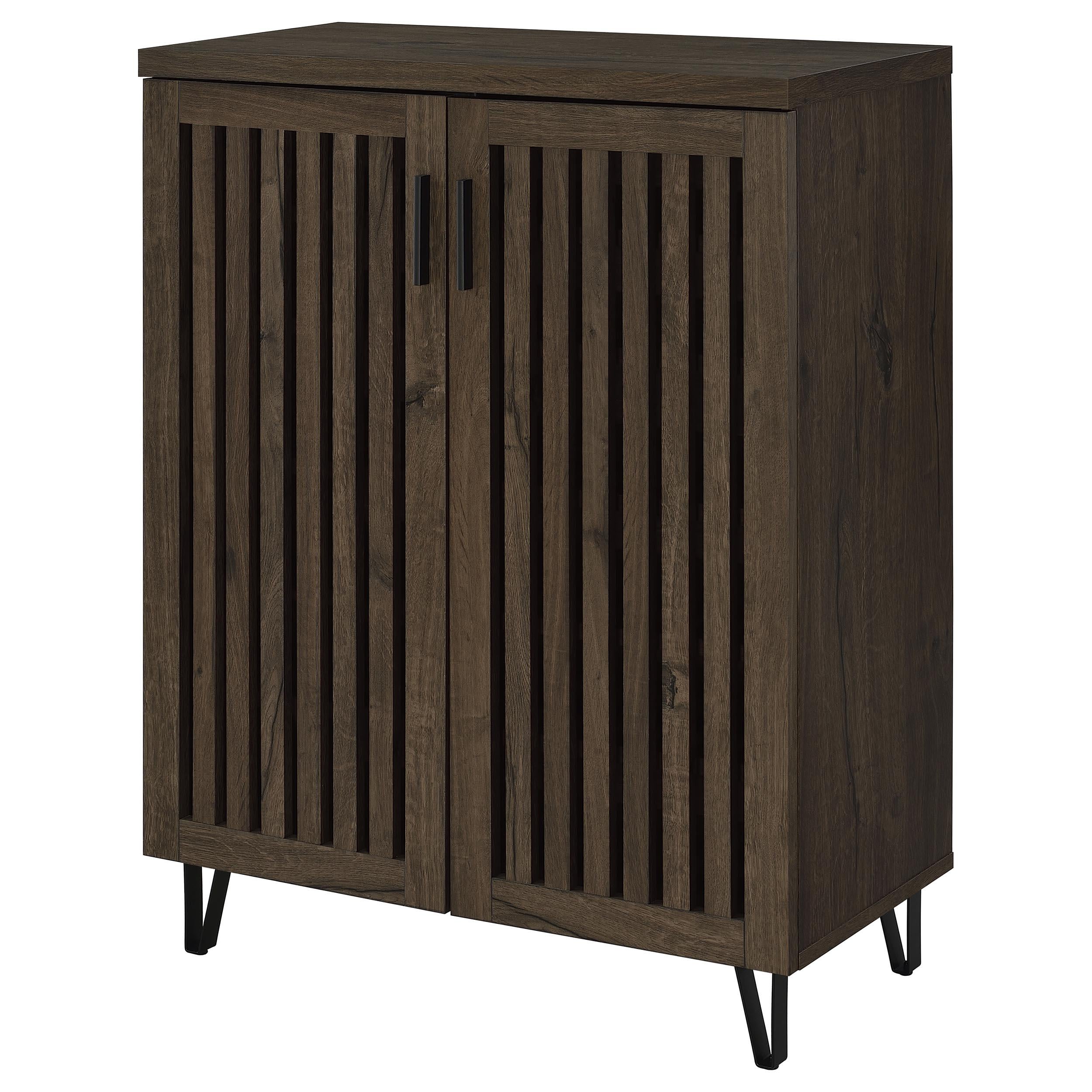  Coaster Furniture Brixton 950423 2-door Entryway Shoe Storage Cabinets - Smoked Oak IMAGE 6