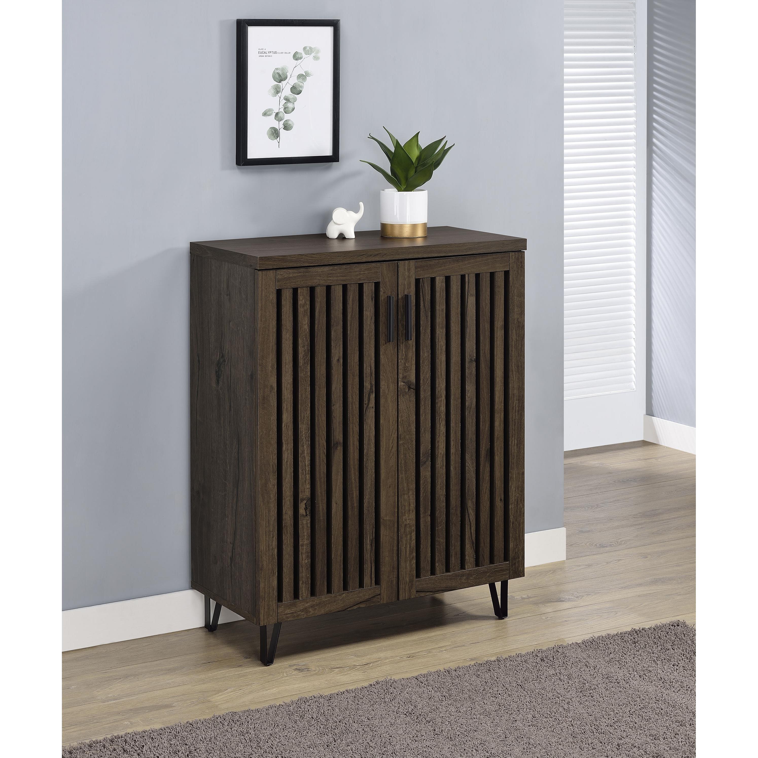 Coaster Furniture Brixton 950423 2-door Entryway Shoe Storage Cabinets - Smoked Oak IMAGE 7