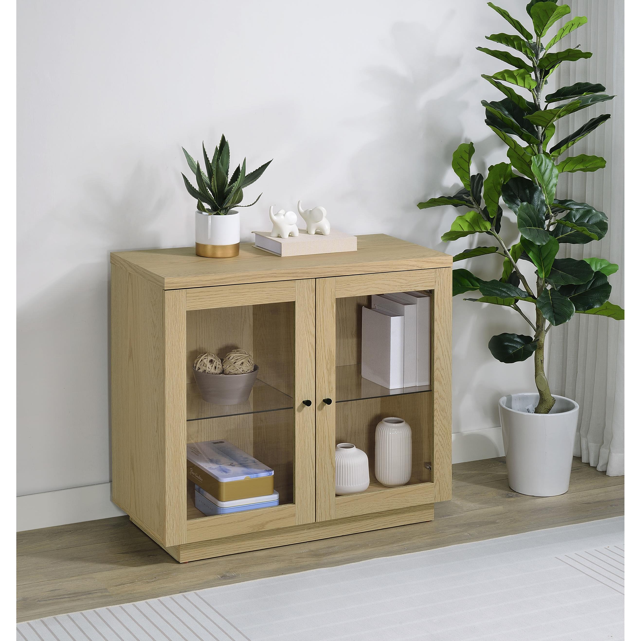  Coaster Furniture Tilbury 950429 2-door Glass Front Accent Display Cabinet - Light Oak IMAGE 5
