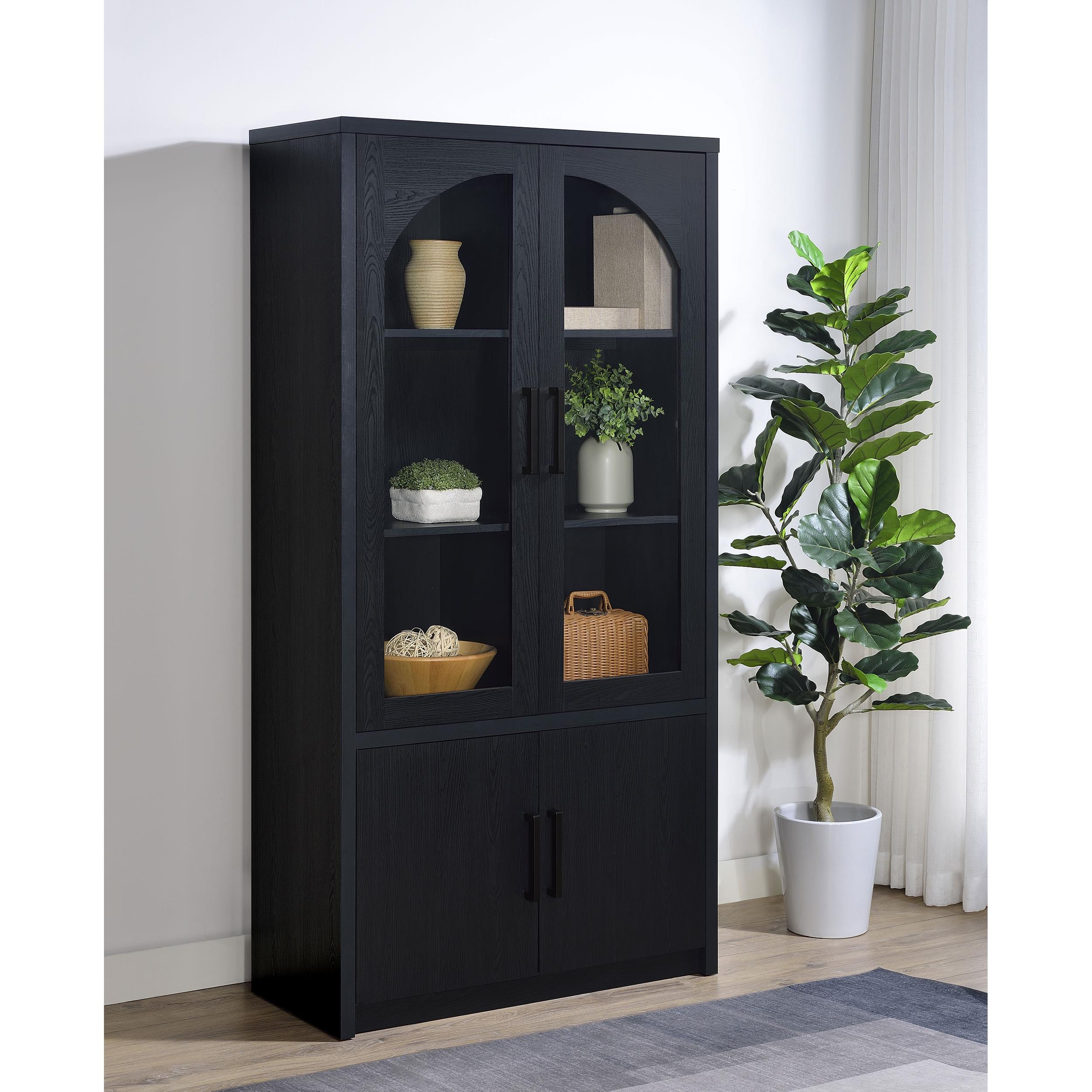 Coaster Furniture Riva 950432 4-door Tall Accent Display Cabinet LED Lighting - Black IMAGE 6