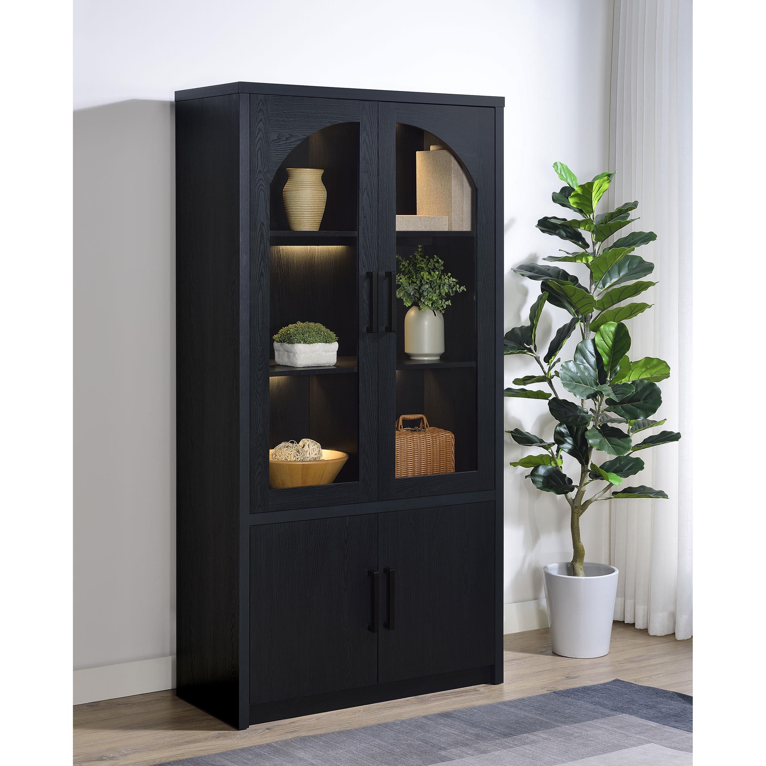  Coaster Furniture Riva 950432 4-door Tall Accent Display Cabinet LED Lighting - Black IMAGE 8