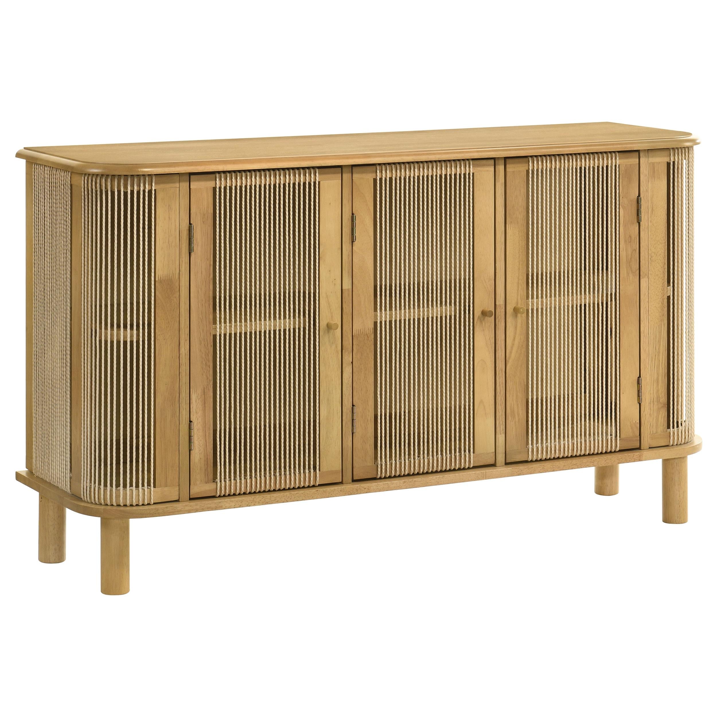  Coaster Furniture Ervine 950460 3-Door Rope Panel Sideboard Accent Storage Cabinet - Natural IMAGE 1