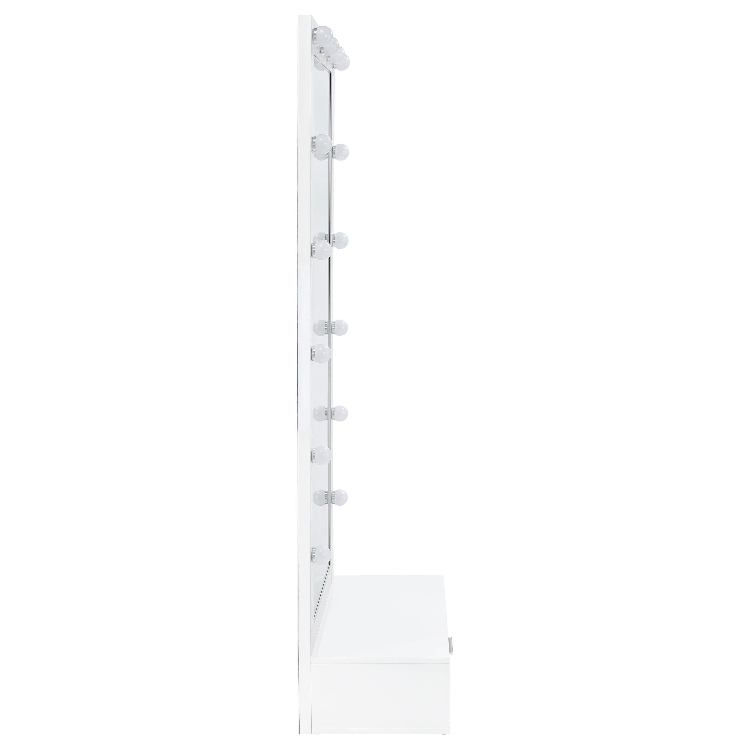 Coaster Furniture Spector 960954 1-drawer Lighted Full-Length Floor Mirror - White High Gloss IMAGE 5