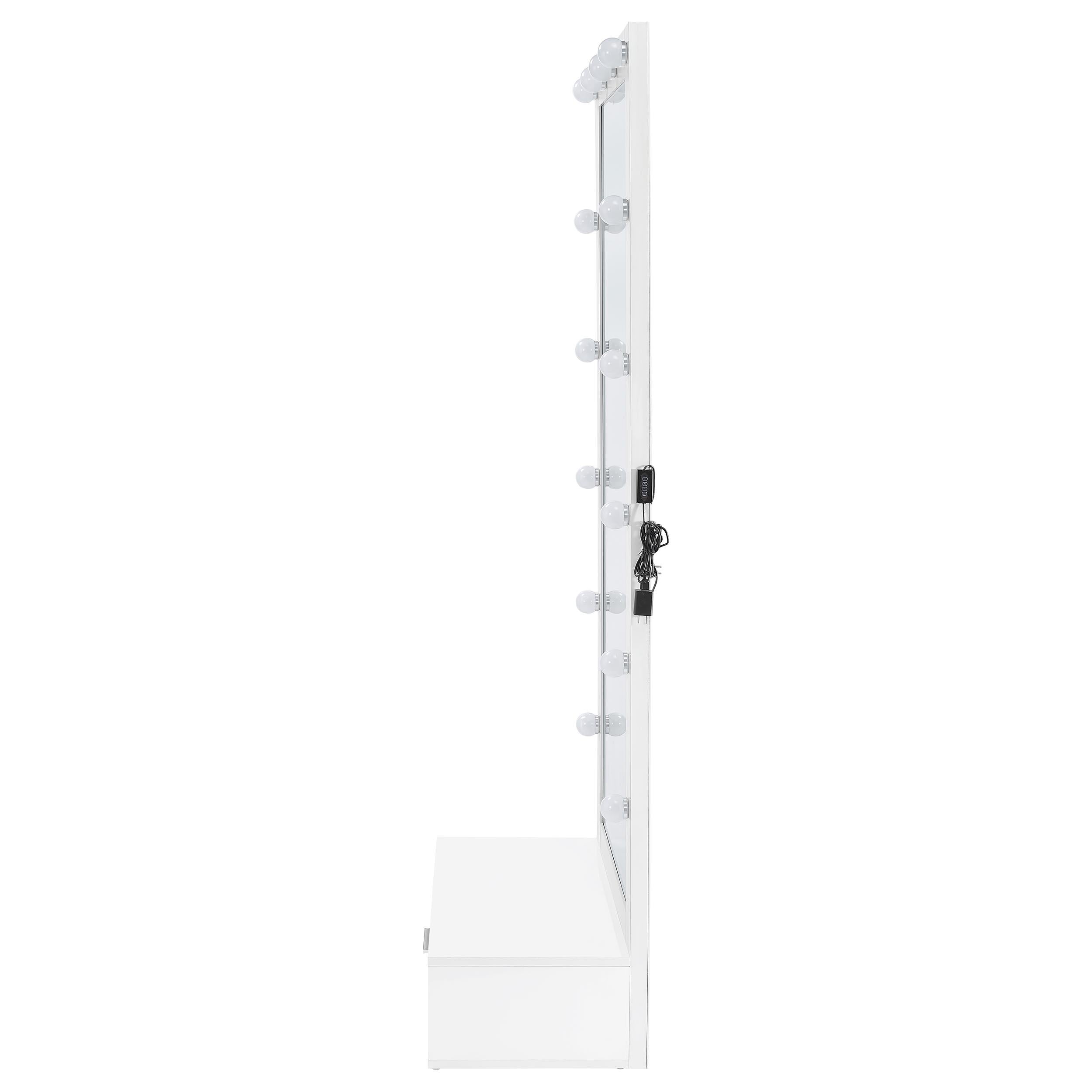 Coaster Furniture Spector 960954 1-drawer Lighted Full-Length Floor Mirror - White High Gloss IMAGE 7