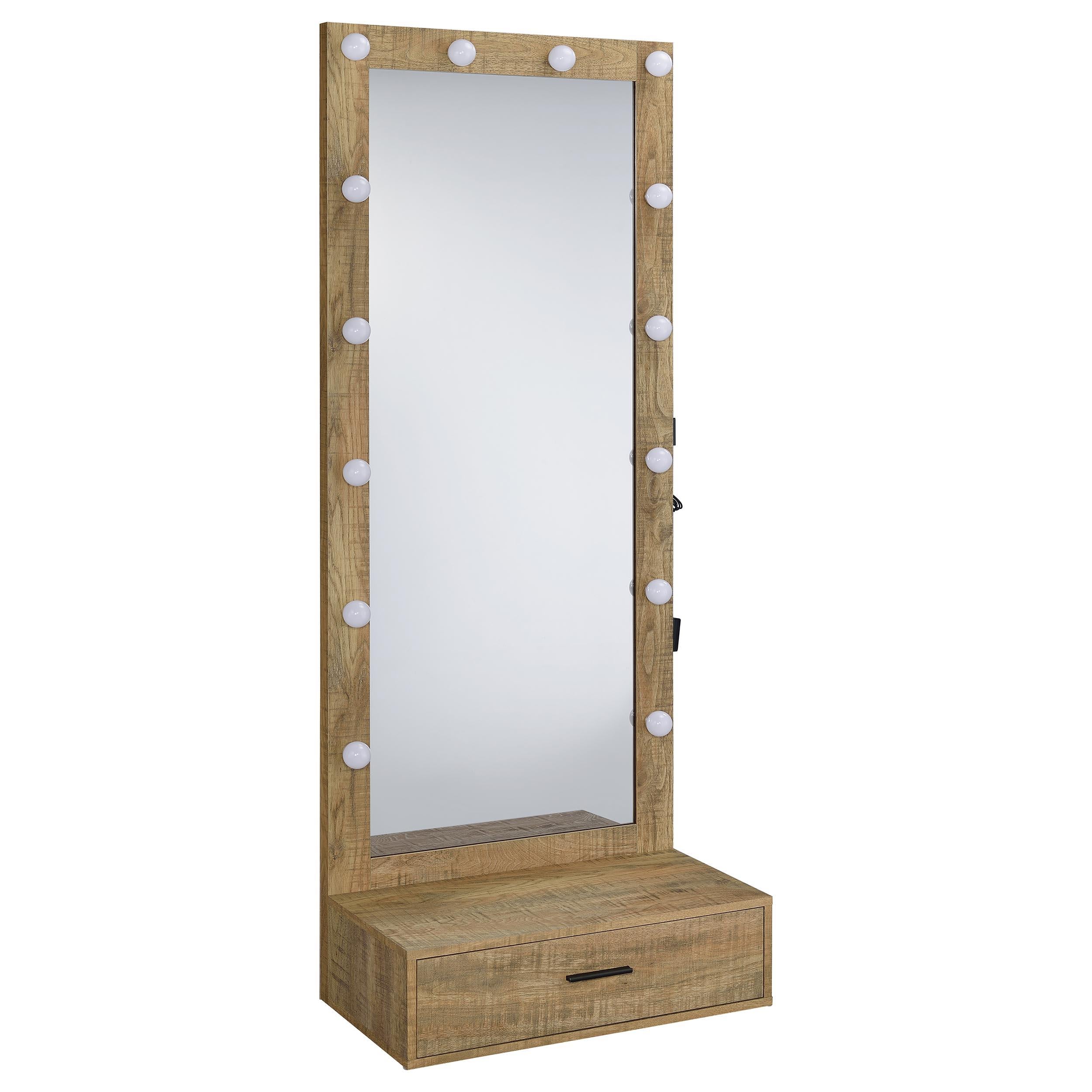  Coaster Furniture Spector 960965 1-drawer Lighted Full-Length Floor Mirror - Mango IMAGE 1