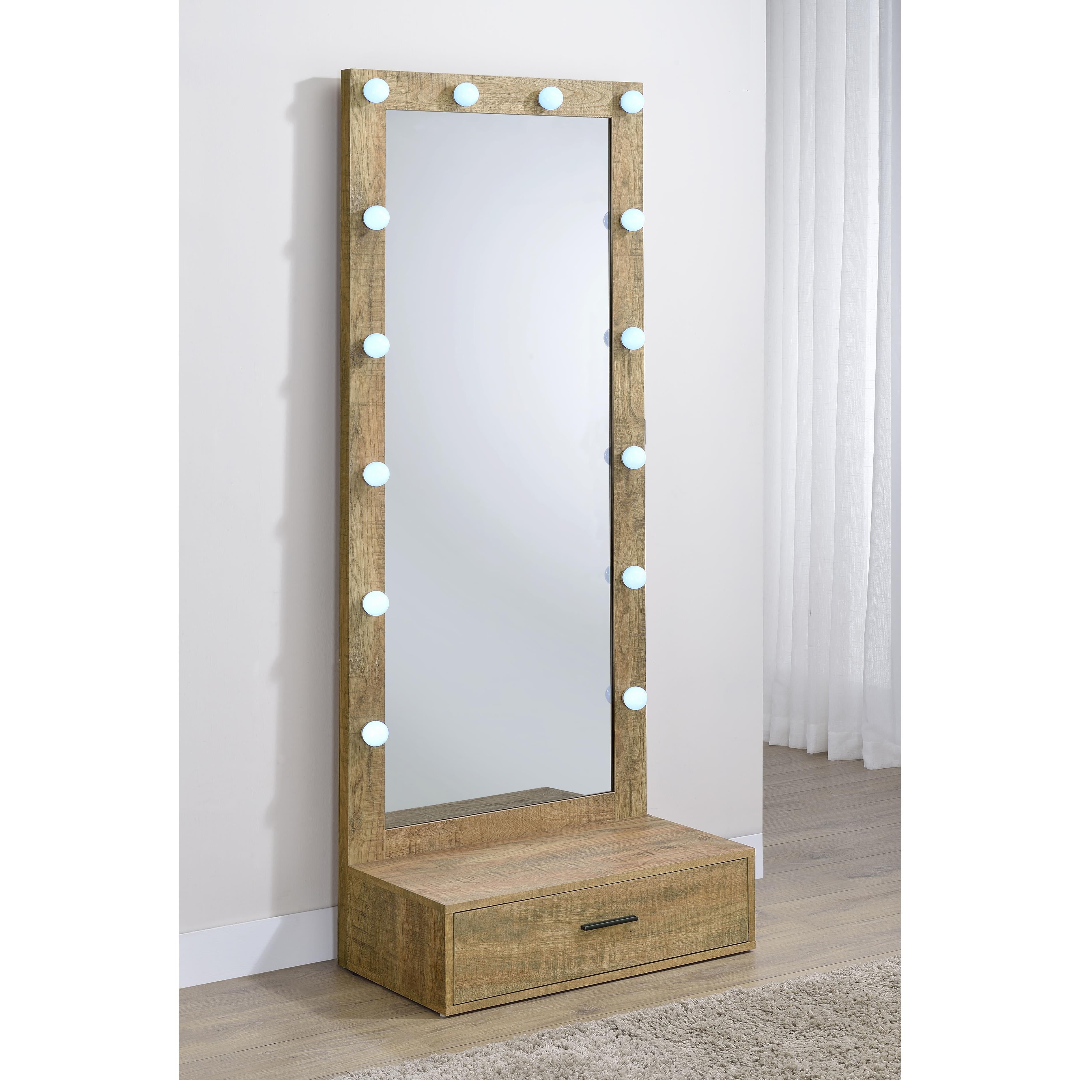  Coaster Furniture Spector 960965 1-drawer Lighted Full-Length Floor Mirror - Mango IMAGE 12