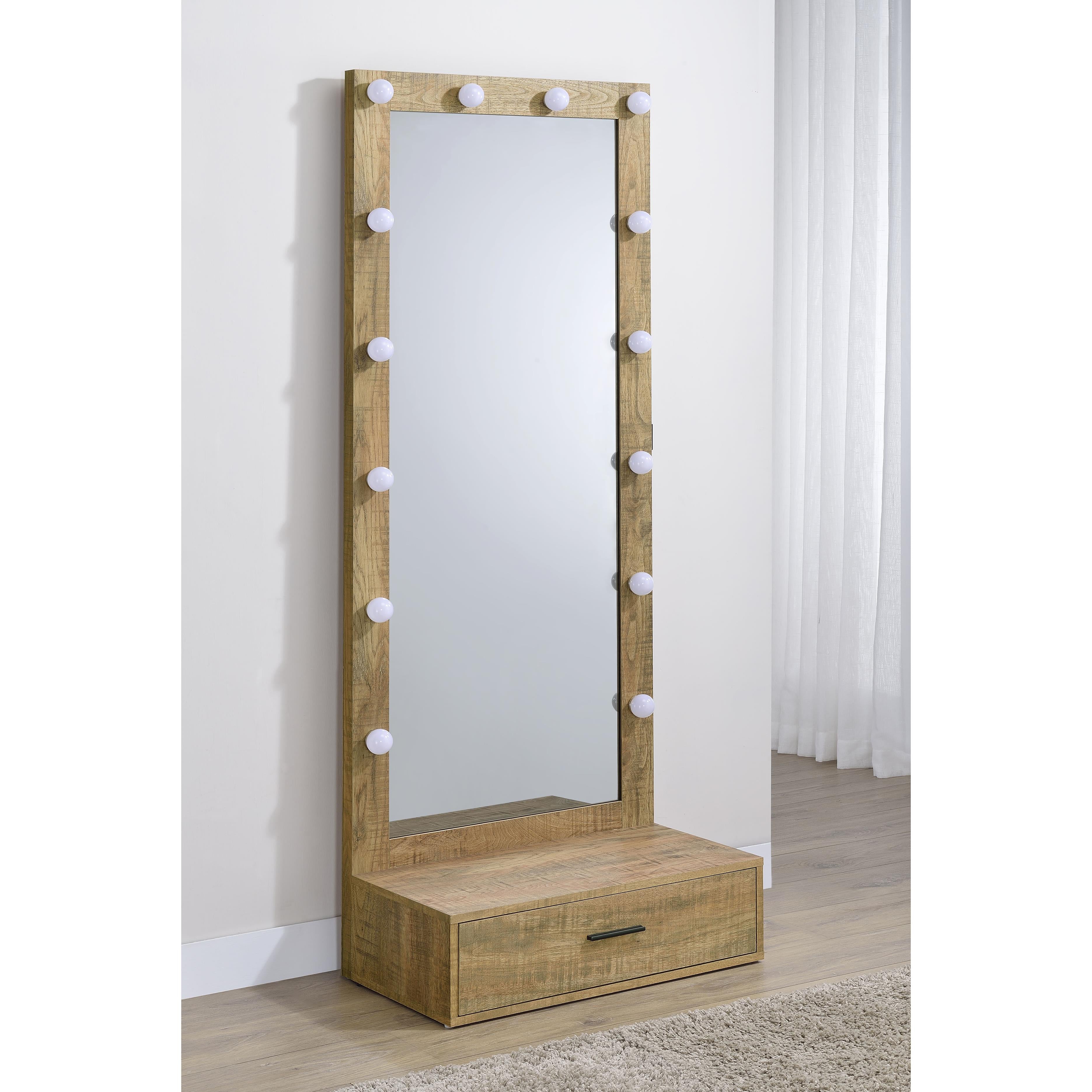  Coaster Furniture Spector 960965 1-drawer Lighted Full-Length Floor Mirror - Mango IMAGE 6