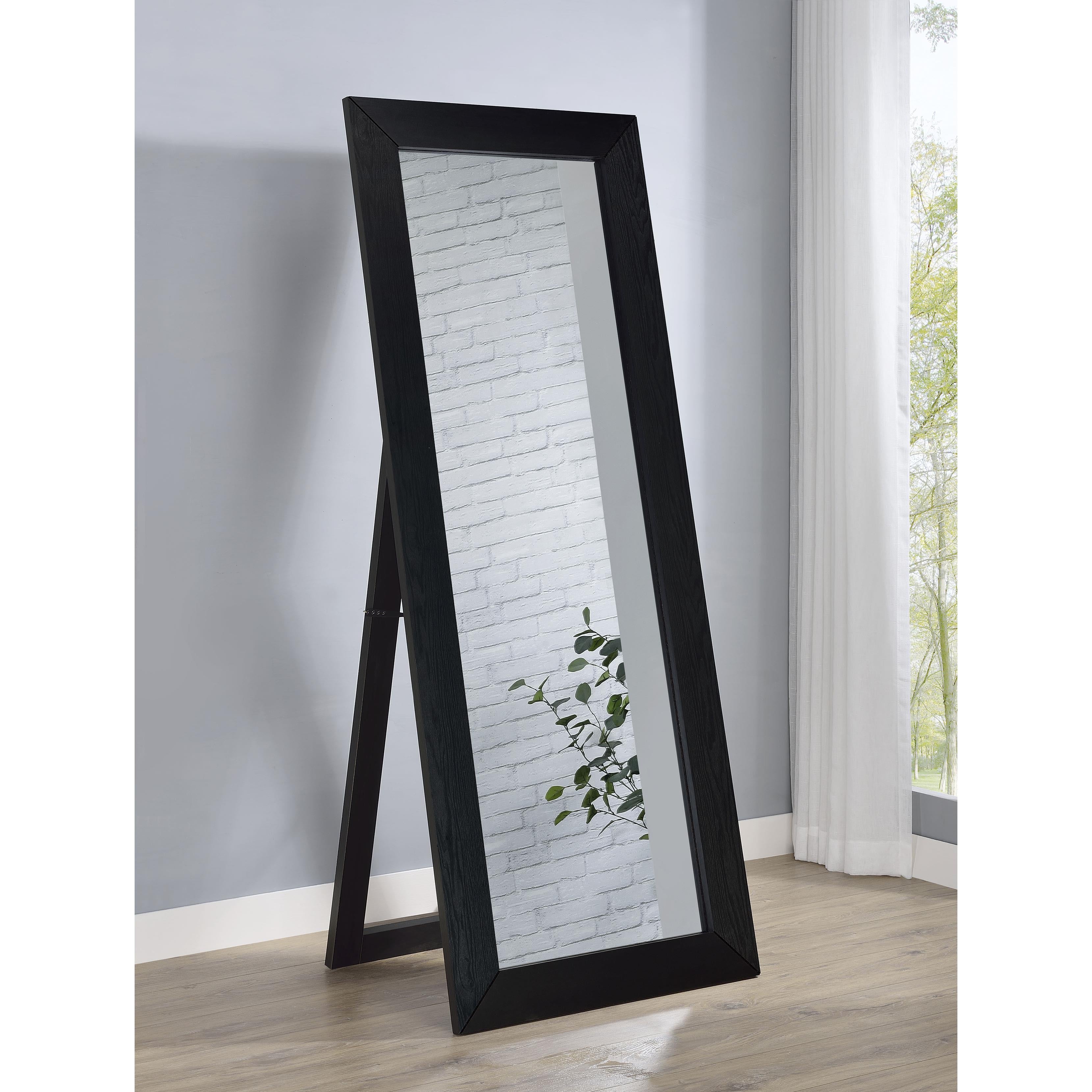 Coaster Furniture Cadence 961653 Tempered Glass Full Length Standing Mirror - Black Oak IMAGE 5