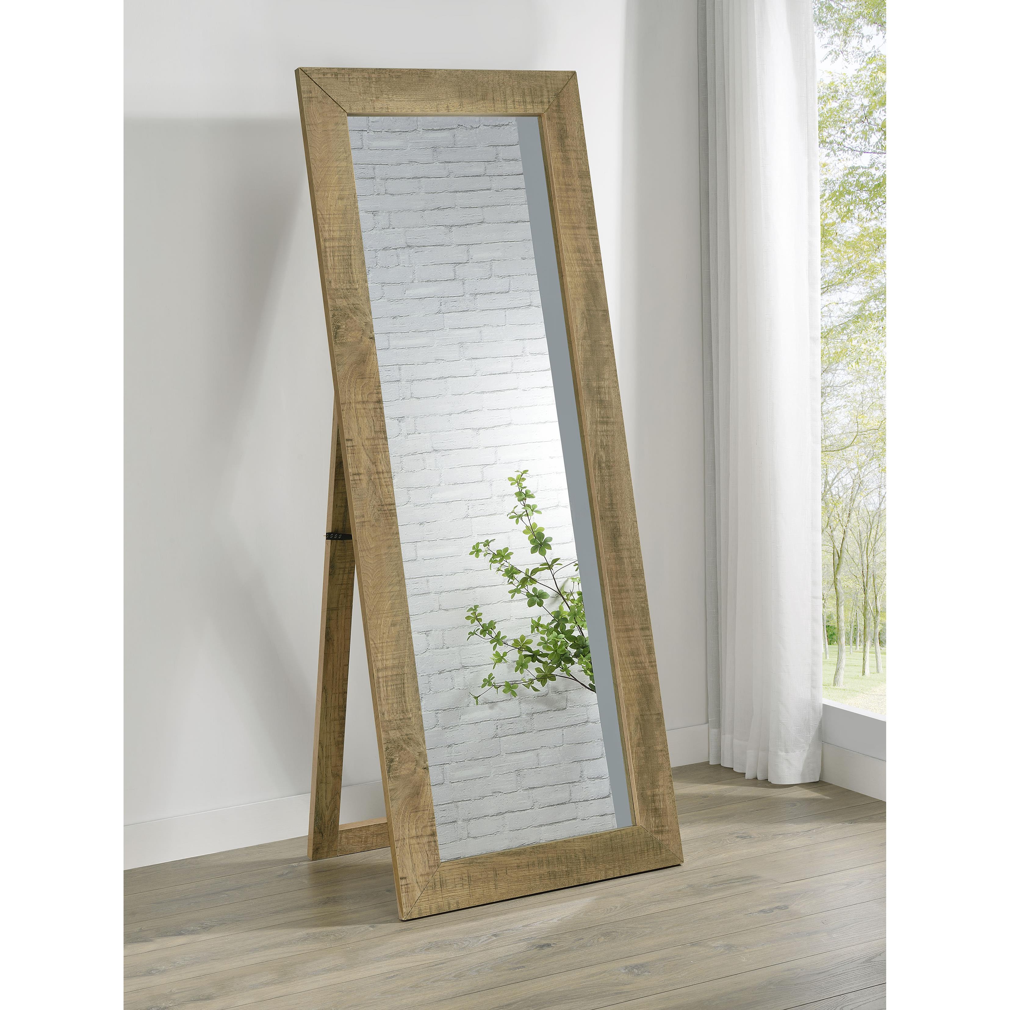  Coaster Furniture Cadence 961654 Tempered Glass Full Length Standing Mirror - Mango IMAGE 4