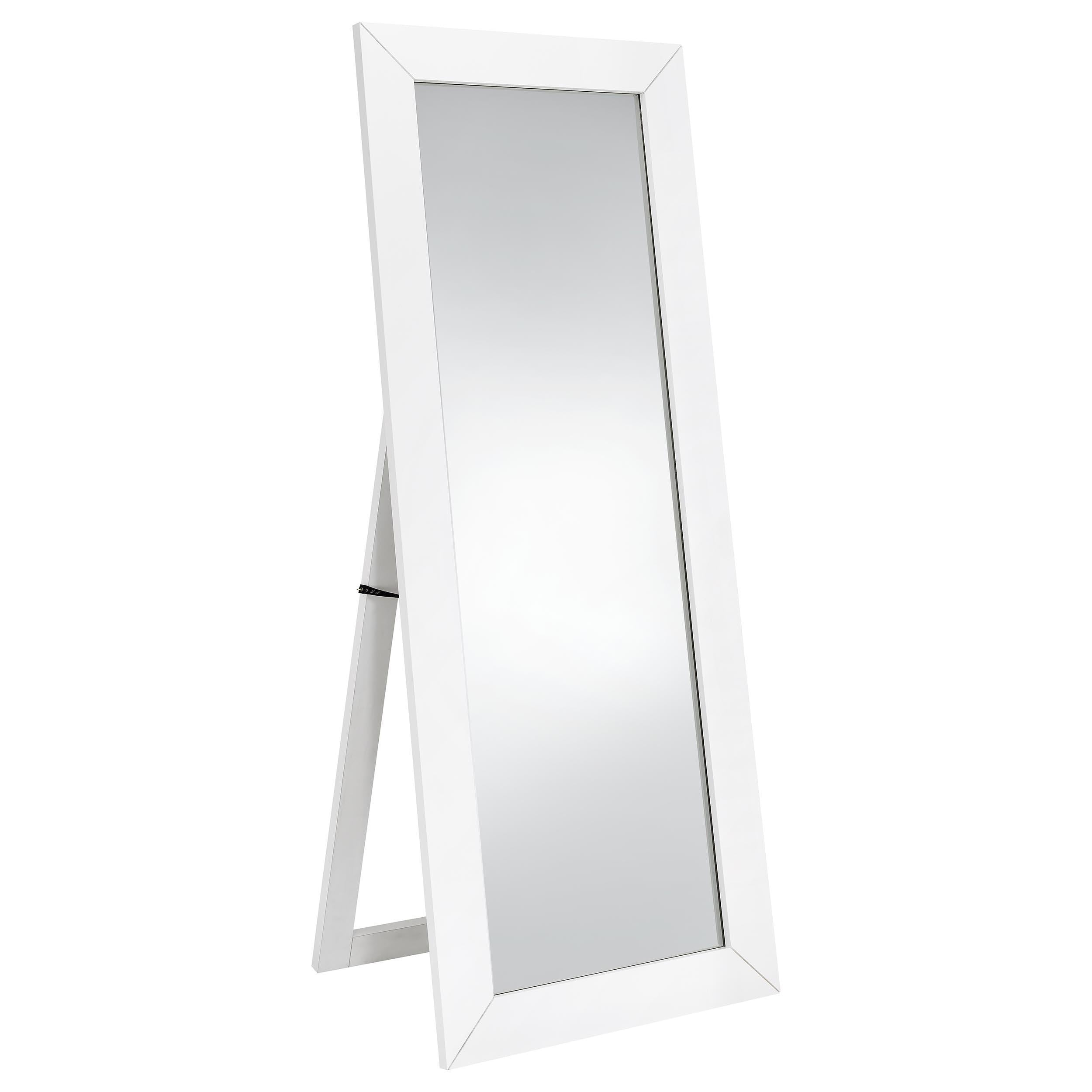  Coaster Furniture Cadence 961656 Tempered Glass Full Length Mirror - White High Gloss IMAGE 1