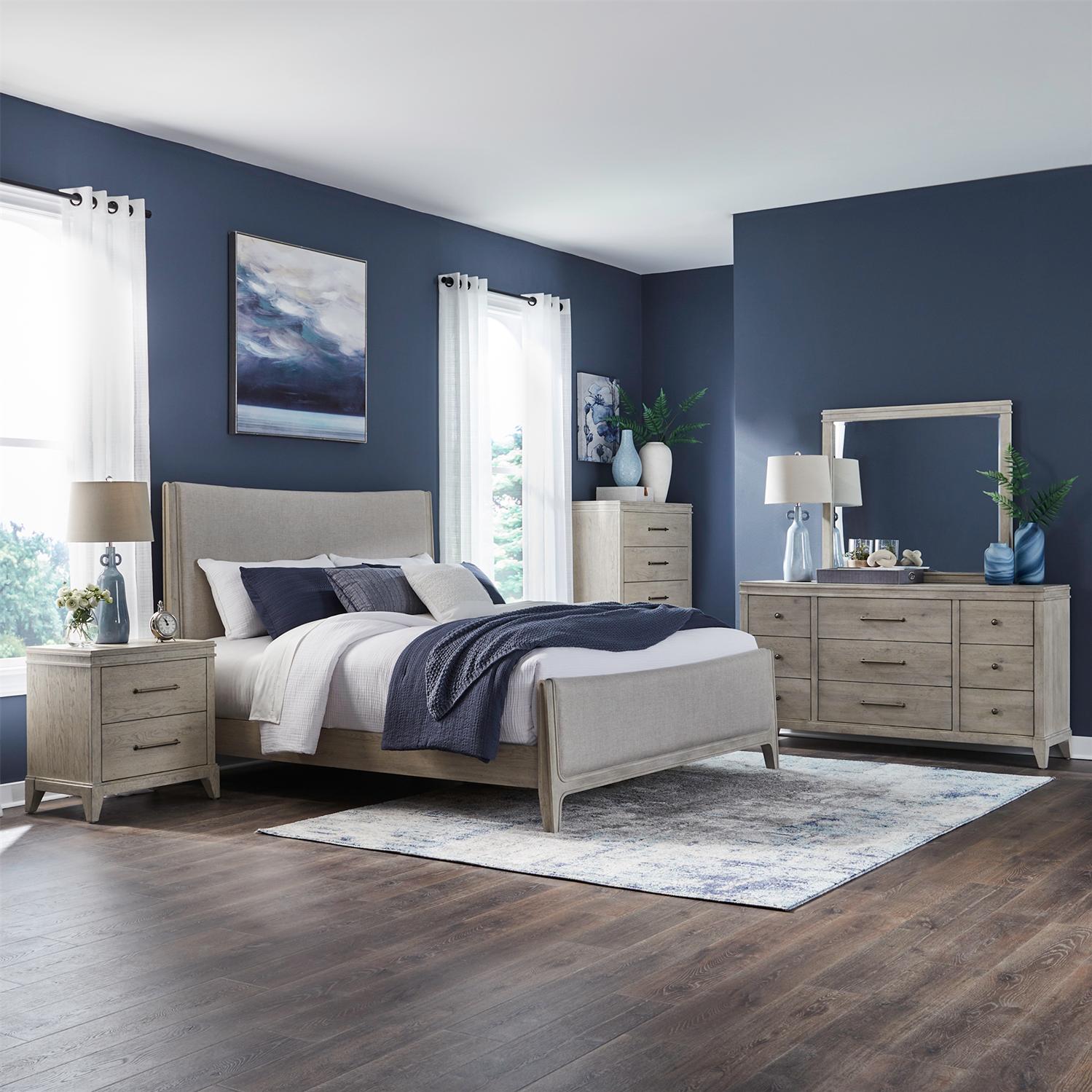  Size_King -- New Haven 694-BR-KUB King Upholstered Panel Bed IMAGE 12