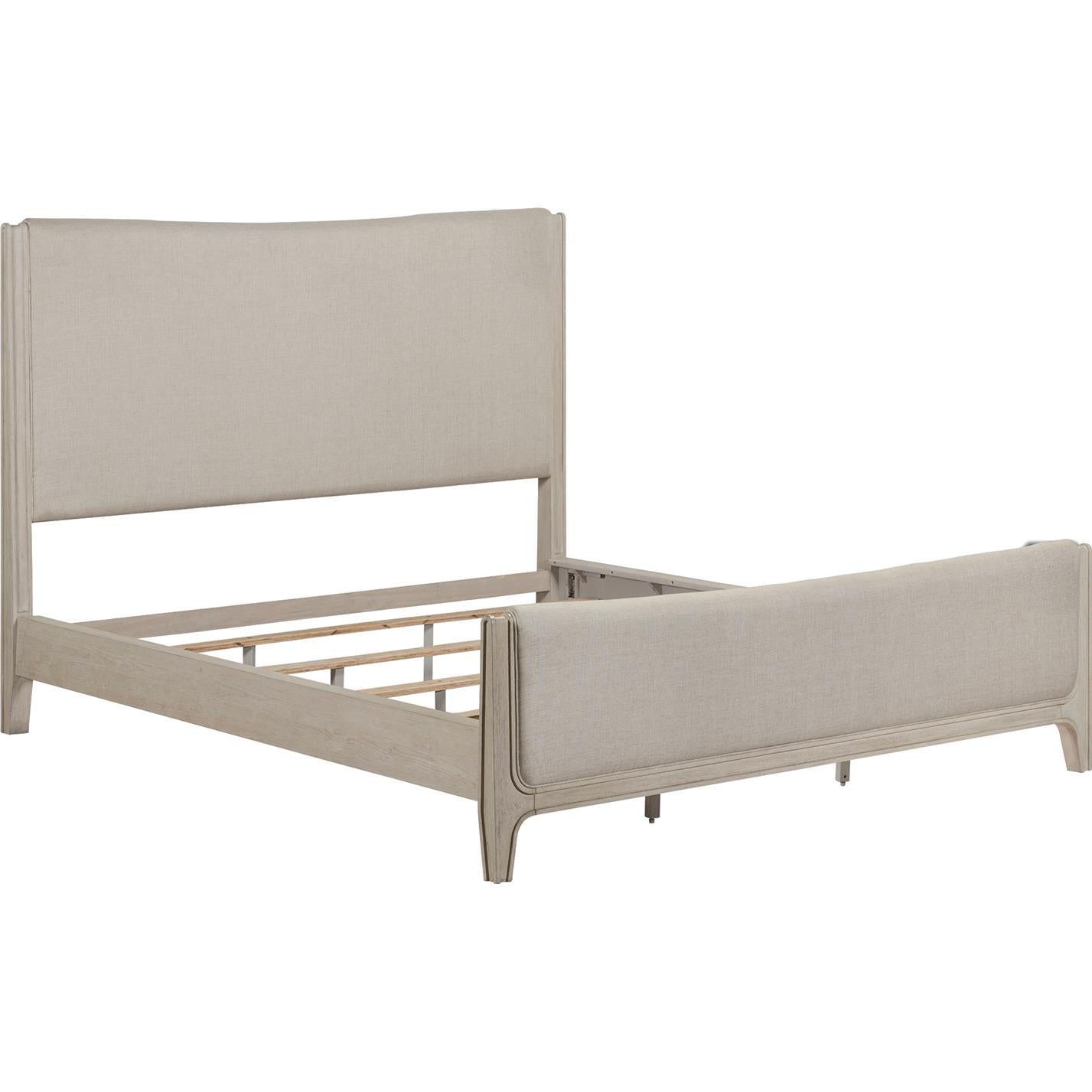  Size_King -- New Haven 694-BR-KUB King Upholstered Panel Bed IMAGE 2