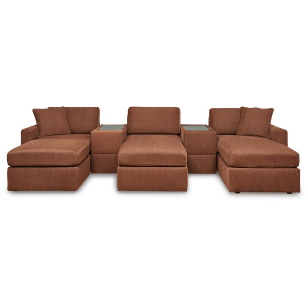 Signature Design by Ashley® Modmax 92102U19 5 pc Sectional and 3 Ottomans - Spice